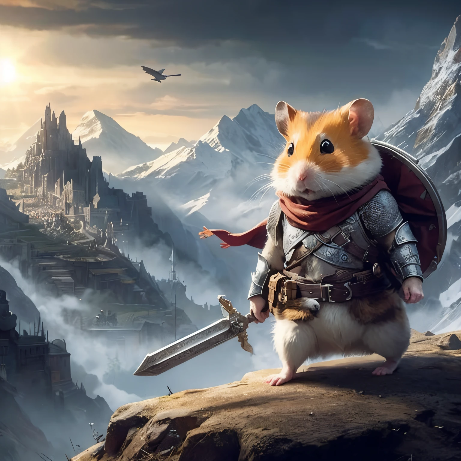 hamster adventurer on a heroic quest digital art