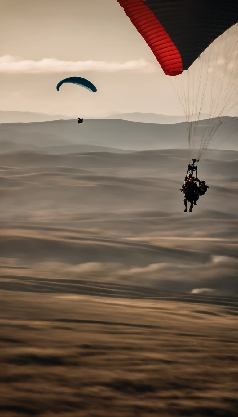 2023 Palestine War、A paragliding squad descends from the sky from a distance.