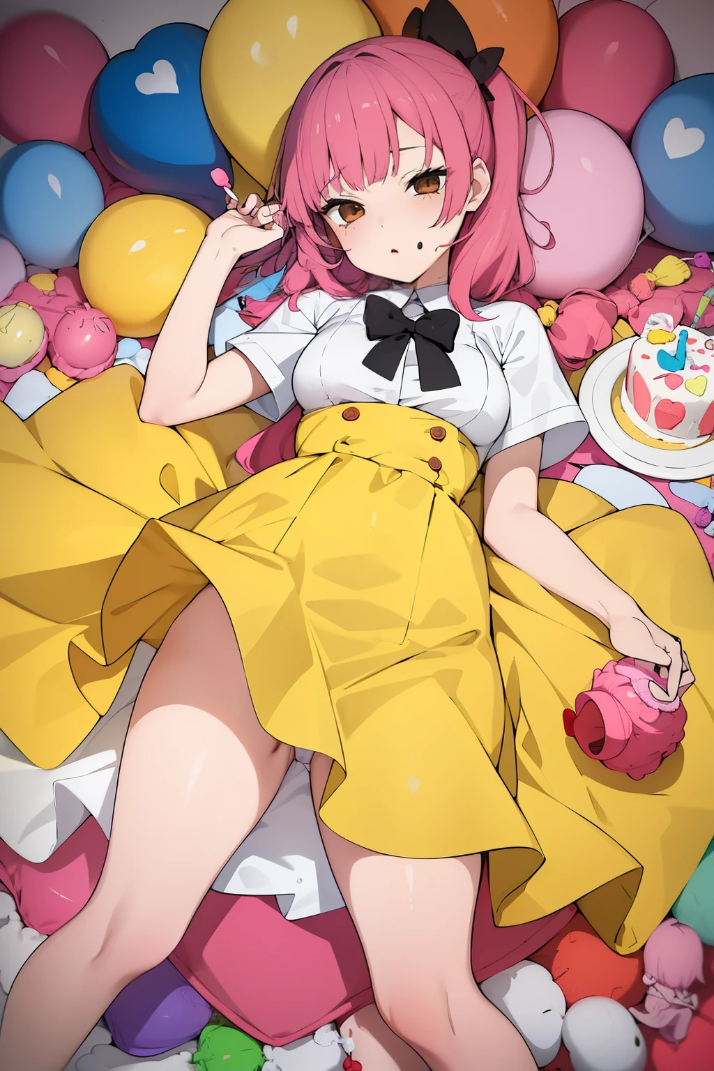 Cute girl, with a big lollipop in her hand, Large round lollipop, lollipop, Yellow clothes, Multicolored lollipop, candy, Umm Al-Candy, Draw hands better, cake and juice, Israel, eggs, dolls,Tongue outside the mouth, Israel Flag ﷺ, balloons, hearts, the love, kiss me, sexy body