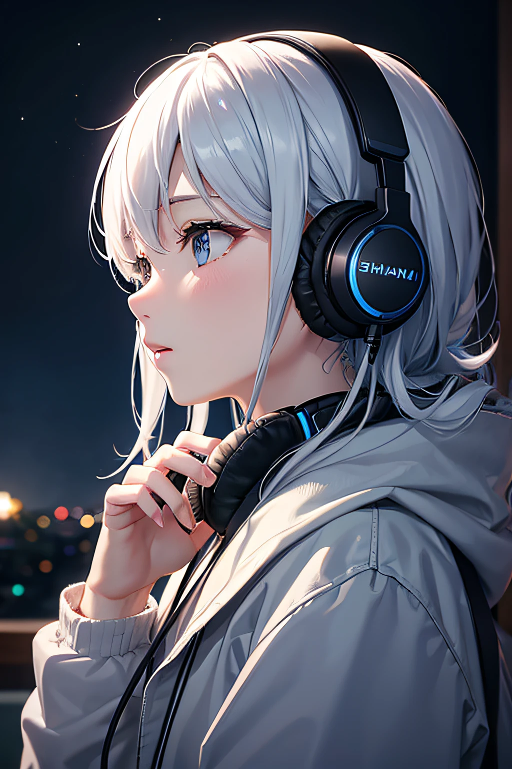 Instagram icon, High Quality, Headsets, listening to a song, Shinnam, Fineness,gray, night sky,clouds,Blue