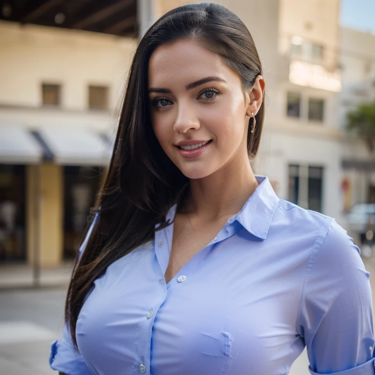 un primer plano de una mujer  con calidad 4k, con traje azul y camisa blanca y con jeans, Angelawhite, Se parece a Laura Barriales, escote, Belleza asombrosa, Belleza asombrosa, tetona, Blanca Alvarez, Mujer atractiva, Mujer muy hermosa, most beautiful woman on earth, Violeta Myers, sonrisa seductora, con una sonrisa seductora, sexy :8, sexy girl, Chica de traje con pechos medianos