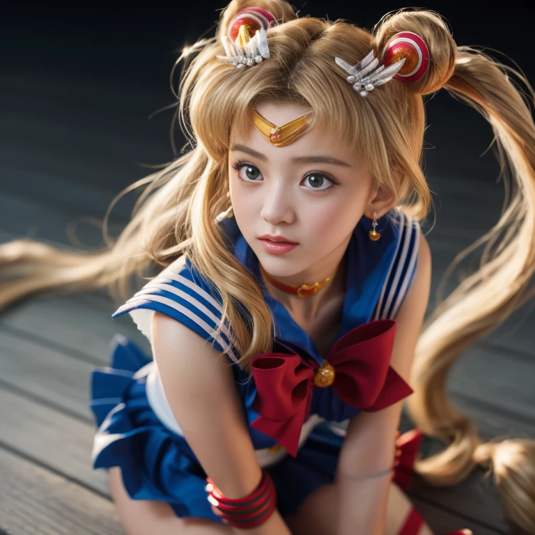 masterpiece, best quality, high resolution, 1 girl, solo, A real life adaption of tsukino usagi, from the world of Sailor Moon, exquisite face