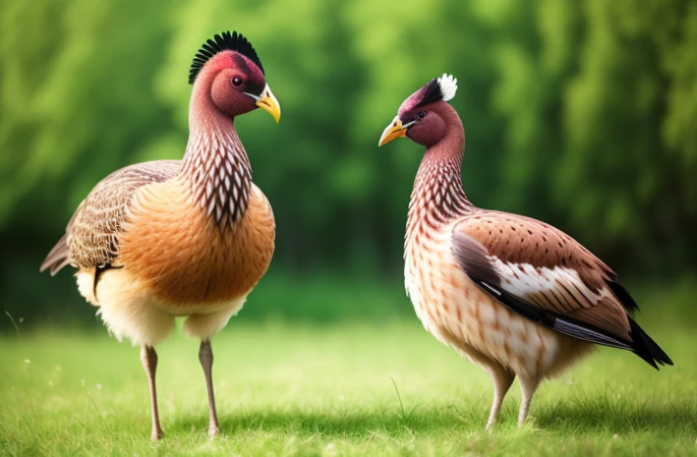(best quality,photo-realistic:1.2),ultra-detailed,realistic,two turkeys standing on a grassy field,beautiful,,proud-looking,modern,photographed by Matt Stuart