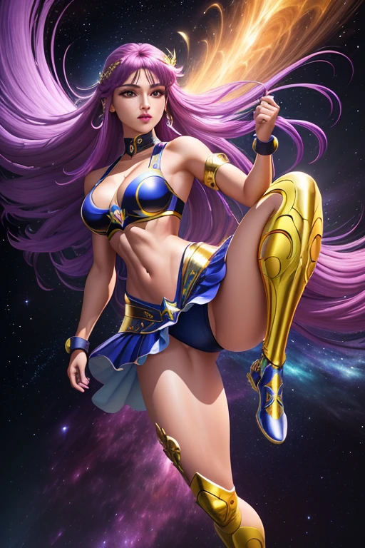 ((1Menina pose de luta, chutando com as pernas arreganhadas)), (((pernas grossas e abertas))),  bonita do mais alto grau baseada na personagem chun li, extremely high quality, A mais alta qualidade de imagem, Top resolution, Fotos RAW, Realistic, Foto Realista, ultra detalhado e bonito, Detalhes mais altos, Pele clara bonita e brilho sem calcinha, (mulher baseada na personagem Saori kido), seios grandes, seios aparente e nua, medium hips, olhos azuis brilhantes e claros, muito chamativo, ((ultra realista)), TM Ninja branco, Icons, cores vibrantes, estilo vetorial, arte digital, 4k, detalhes perfeitos, hipnotizante, feito profissionalmente, beautiful vector illustration, 12k resolution, ..3d, todos os caracteres detalhados em comprimento total, ((altamente detalhado)), ((vibrante)),((Ultra alta qualidade)), ((hiperrealismo)), ((fotorrealismo)), [octan rendering] , na cidade, muitos carros (realista), bem detalhado, (guerreira pornografico), nudes, (paisagem: cosmic starry)