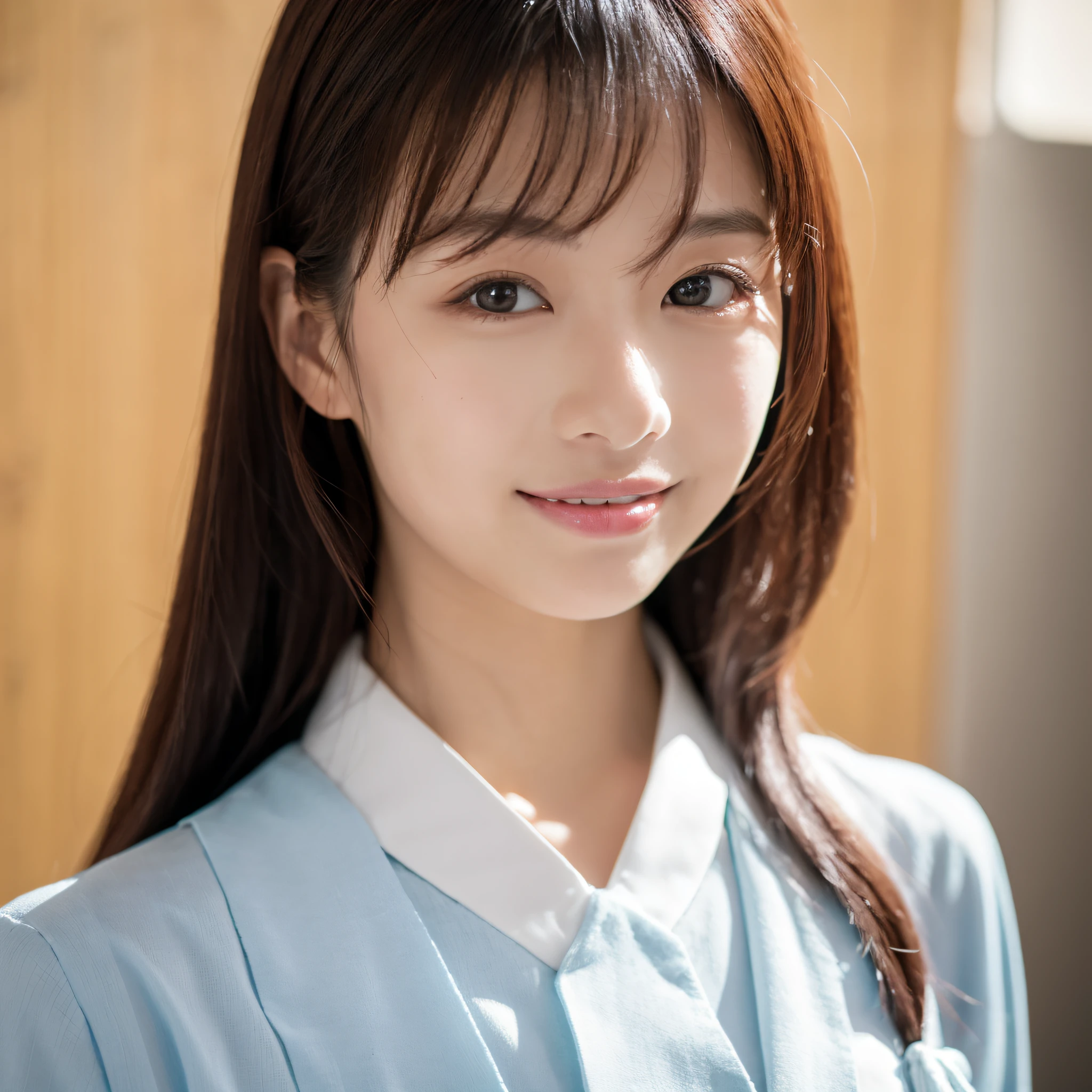 Beautiful woman in neat Japanese clothes、((best qualtiy、8k masterpieces:1.3))、foco nítido:1.2、(ultra beautiful faces:1.0)、(shinny skin:1.0)、photos realistic、A dark-haired、Video Lighting、High-definition eyes and face、Video Lighting、Japan Idol Actress、from the front side、medium breasts、Smile、Slender Abs Beauty、Whole body、In furisode