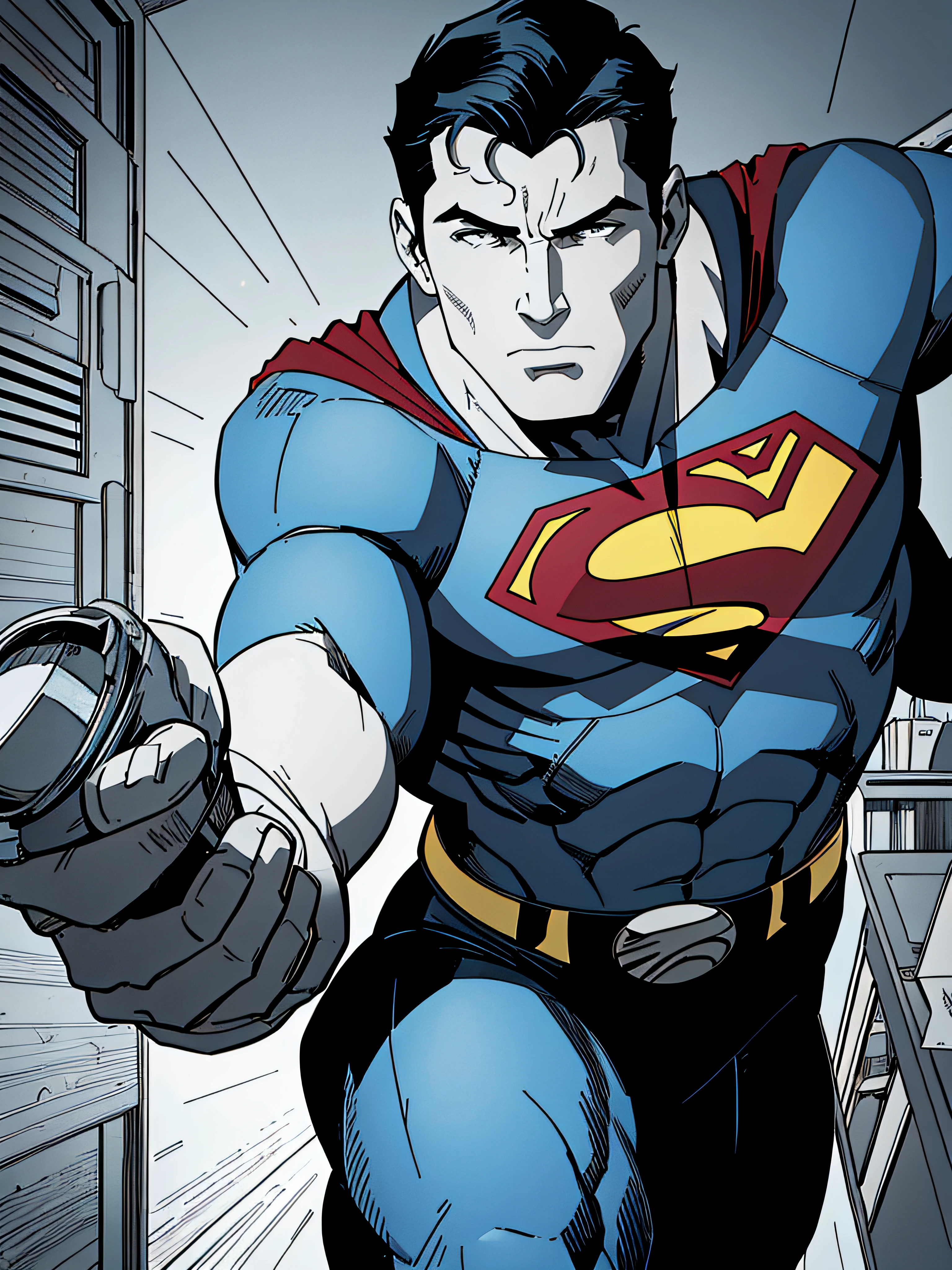 Generate an illustration that captures to Clark Kent and Superman, evoking the charm of the 1960s. Begin with Clark Kent in a contemplative pose, emphasizing anatomical accuracy and realism and continue with Superman in action pose, emphasizing anatomical accuracy. Showcase his everyday attire with colors inspired by the muted and warm tones of the 1960s palette. Ensure his anatomy adheres strictly to realistic proportions, depicting him in a moment of reflection, reminiscent of remembering a recent heroic battle. Transition seamlessly to a dynamic scene featuring Superman in the midst of combat, still maintaining the vintage color palette. Emphasize anatomical accuracy and realism, steering clean poses and bold lines. Illustrate Superman's physique with accurate muscle definition and human features, utilizing the subdued hues of the 1960s. Convey a sense of power and determination as he engages in a heroic struggle. The goal is to create a composition that not only emphasizes the contrast between Clark Kent's ordinary moments and Superman's extraordinary actions but also pays homage to the iconic color palette of the 1960s. Avoid fantastical elements and prioritize the subtleties of human form over the stylized and dynamic characteristics associated with Joe Shuster's iconic superhero artwork.