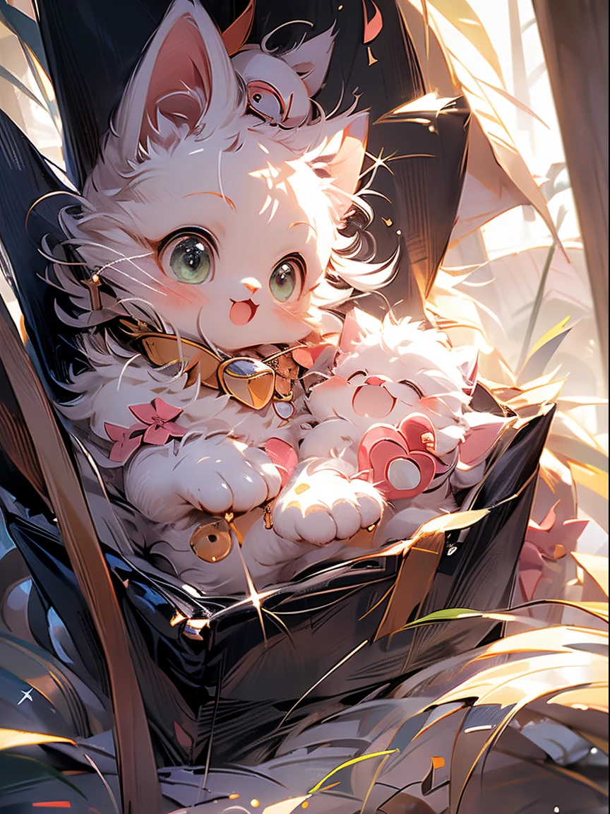 (Masterpiece:1.2, high quality),cat, absurdres, highres, ultra detailed, 1cat, cute [cat:human] wearing pink dress and matching accessories
