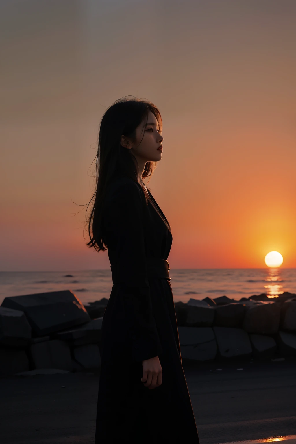 the setting sun, Artistic concept,one girls