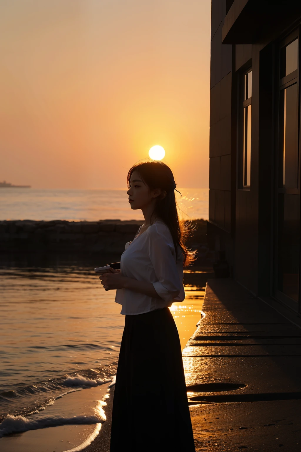 the setting sun, Artistic concept,one girls