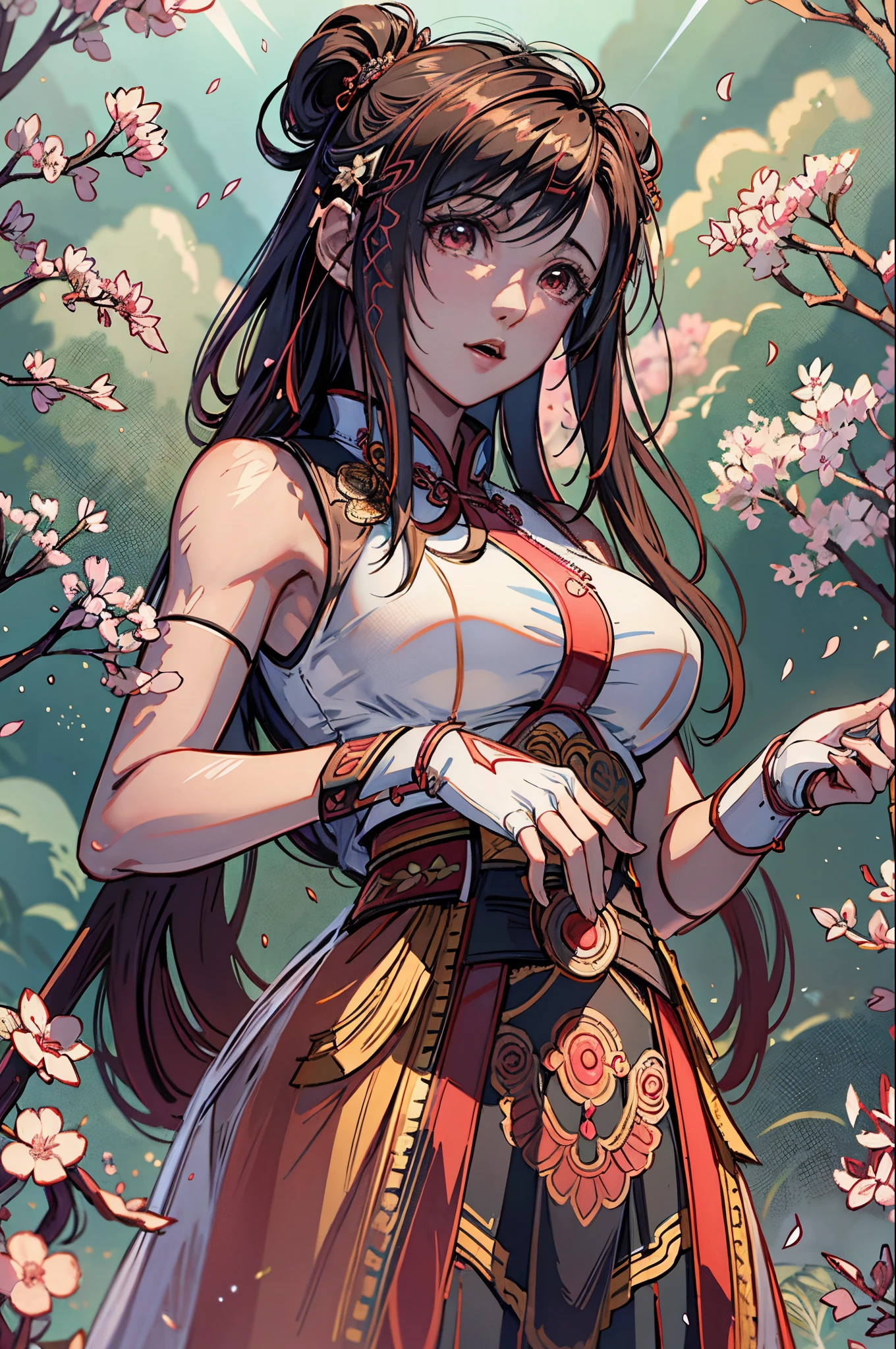 one-girl， Ancient Chinese clothing，Red bean-like hairpin， full bodyesbian， rays of sunshine， Clear face， Clean white background，red bean tree， tmasterpiece， super detailing， Epic composition， hyper HD， high qulity， extremely detaile， offcial art， Uniform 8k wallpaper， super detailing， 32k --auto --s2