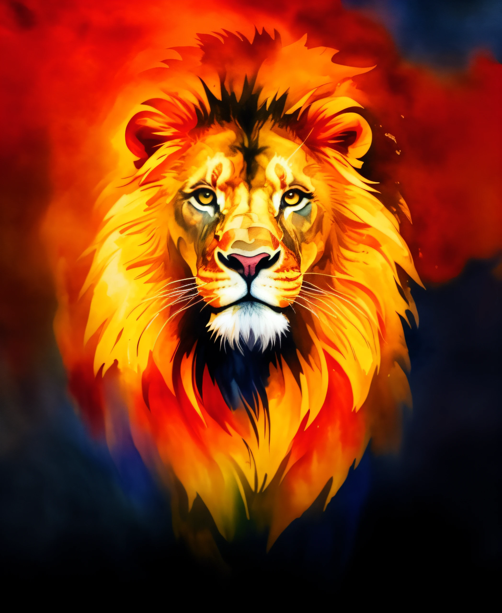 brightly coloured lion on black background with watercolour effect, lion head, wallpaper 4 k, wallpaper 4k, painted in bright water colours, prideful look, lion, colourful hd picture, beautiful art uhd 4 k, half lion, fierce expression 4k, with the mane of a lion, amoled wallpaper, digital art animal photo, amazing wallpaper