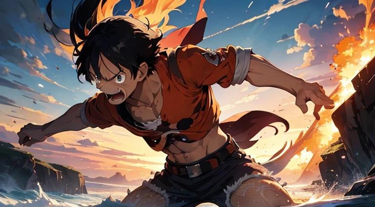 Get ready for an explosion of emotions! In an electrifying poster, Luffy, the protagonist of “One Piece”, assumir uma forma impressionante: his head transforms into a fierce and majestic wolf head. Your fiery eyes exude an unwavering determination, while his expression shows the rage and raw power he channels in his fight against his enemies.

The poster is short, ousado e intenso, levando Luffy&#39;essence&#39;a raiva ao extremo. O fundo escuro contrasta com suas cores vibrantes que se transformam, intensificando ainda mais a atmosfera explosiva. Ao seu redor, Debris flies through the air, destacando a ferocidade do ataque que ele desencadeia.

Capturing the essence of Luffy&#39;Fiery determination is key in this poster. His unyielding spirit is evident in his aggressive stance., conveying his tireless determination to protect his friends and achieve his goals. The message is clear: diante dos inimigos, Luffy doesn&#39;t&#39;t&#39;vestir&#39;don&#39;t back down, but meets them with overwhelming force.

This touching poster pays homage to the character&#39;ela&#39;it&#39;s formidable, unshakable power. Ele nos lembra que mesmo em momentos de raiva, It is possible to find strength and determination to overcome obstacles. Imagine testemunhar Luffy&#39;the stunning transformation into an epic battle. How would you feel in the face of the raw power of your anger???? Let your imagination run wild as you dive into this intense poster of Luffy with his wolf head, capturing his fiery determination and unyielding spirit as he unleashes his wrath upon his enemies.