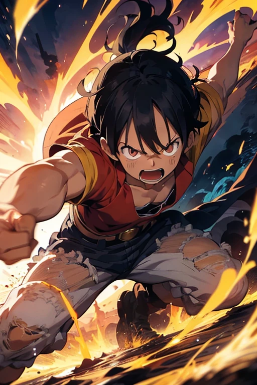 Get ready for an explosion of emotions! In an electrifying poster, Luffy, the protagonist of “One Piece”, assumir uma forma impressionante: his head transforms into a fierce and majestic wolf head. Your fiery eyes exude an unwavering determination, while his expression shows the rage and raw power he channels in his fight against his enemies.

The poster is short, ousado e intenso, levando Luffy&#39;essence&#39;a raiva ao extremo. O fundo escuro contrasta com suas cores vibrantes que se transformam, intensificando ainda mais a atmosfera explosiva. Ao seu redor, Debris flies through the air, destacando a ferocidade do ataque que ele desencadeia.

Capturing the essence of Luffy&#39;Fiery determination is key in this poster. His unyielding spirit is evident in his aggressive stance..., conveying his tireless determination to protect his friends and achieve his goals. The message is clear: diante dos inimigos, Luffy doesn&#39;t&#39;t&#39;t&#39;t&#39;vestir&#39;vestir&#39;vestir&#39;don&#39;t back down, but meets them with overwhelming force.

This touching poster pays homage to the character&#39;Ela&#39;Ela&#39;ela&#39;it&#39;s formidable, unshakable power. Ele nos lembra que mesmo em momentos de raiva, It is possible to find strength and determination to overcome obstacles. Imagine testemunhar Luffy&#39;the stunning transformation into an epic battle. How would you feel in the face of the raw power of your anger?????? Let your imagination run wild as you dive into this intense poster of Luffy with his wolf head, capturing his fiery determination and unyielding spirit as he unleashes his wrath upon his enemies.