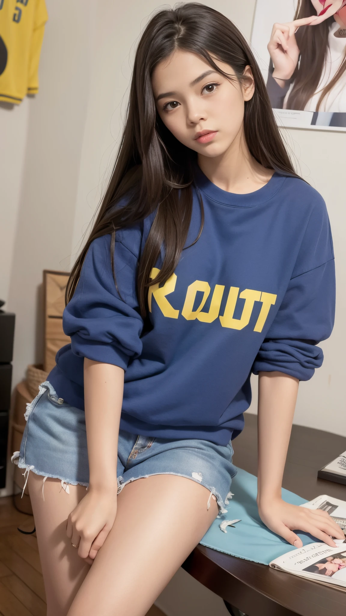 Olivia Rodrigo,random color casual fashion, real, portrait,random color casual fashion,my room background