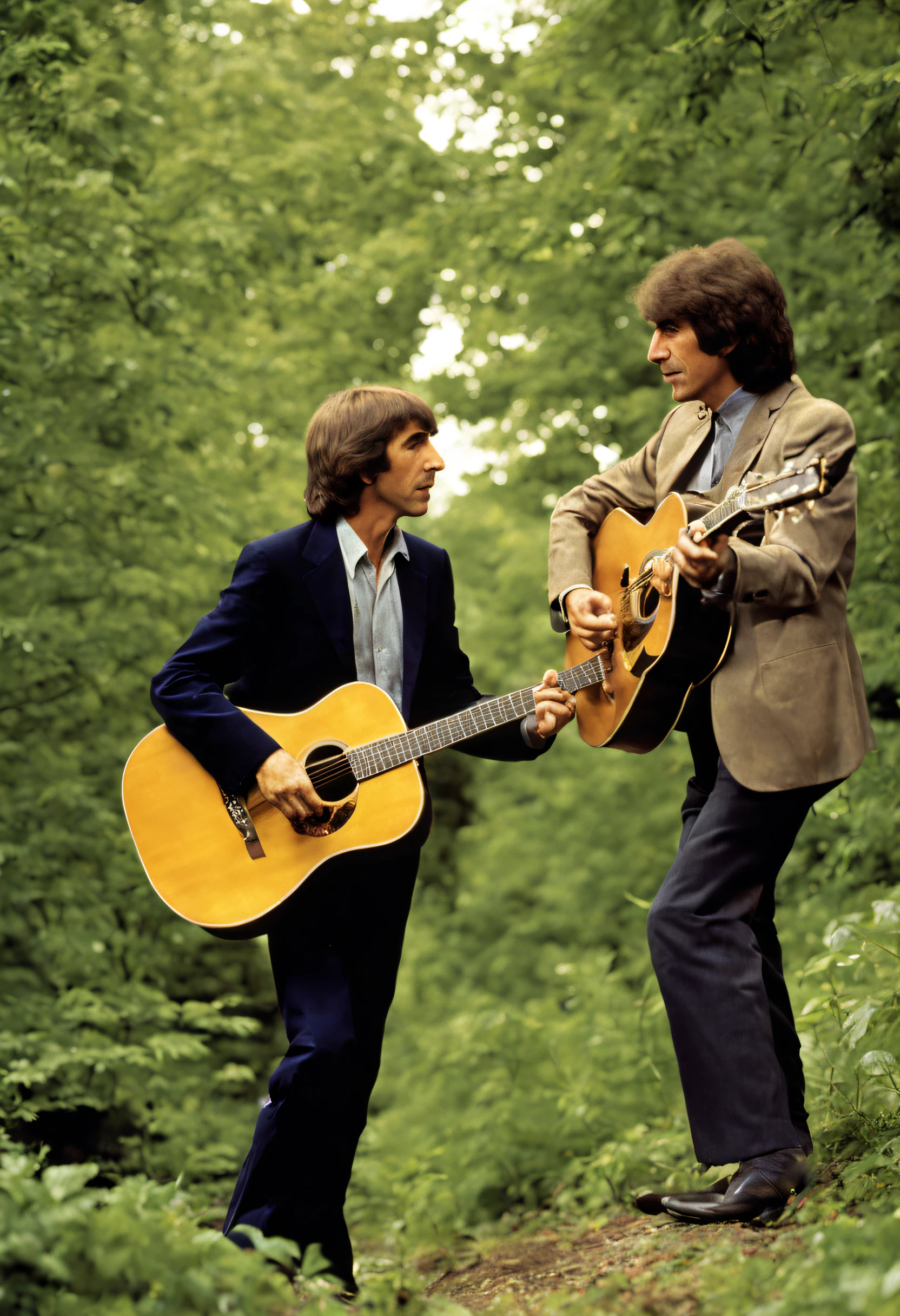 George Harrison and Paul Simon are best friends. A gorgeous scene in which they duet George's masterpiece Here Comes Sun.