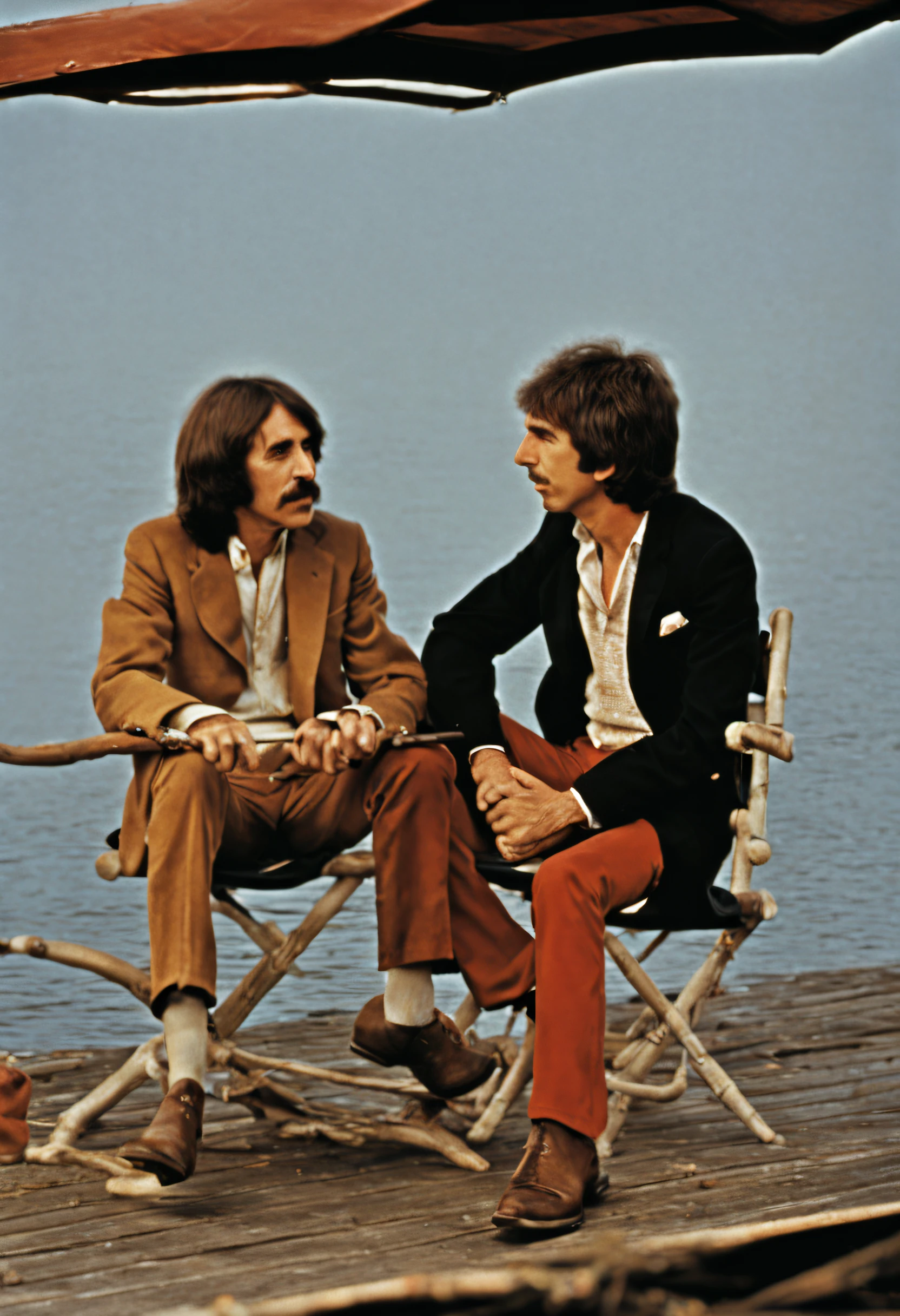 George Harrison and Paul Simon are best friends. A gorgeous scene in which they duet George's masterpiece Here Comes Sun.