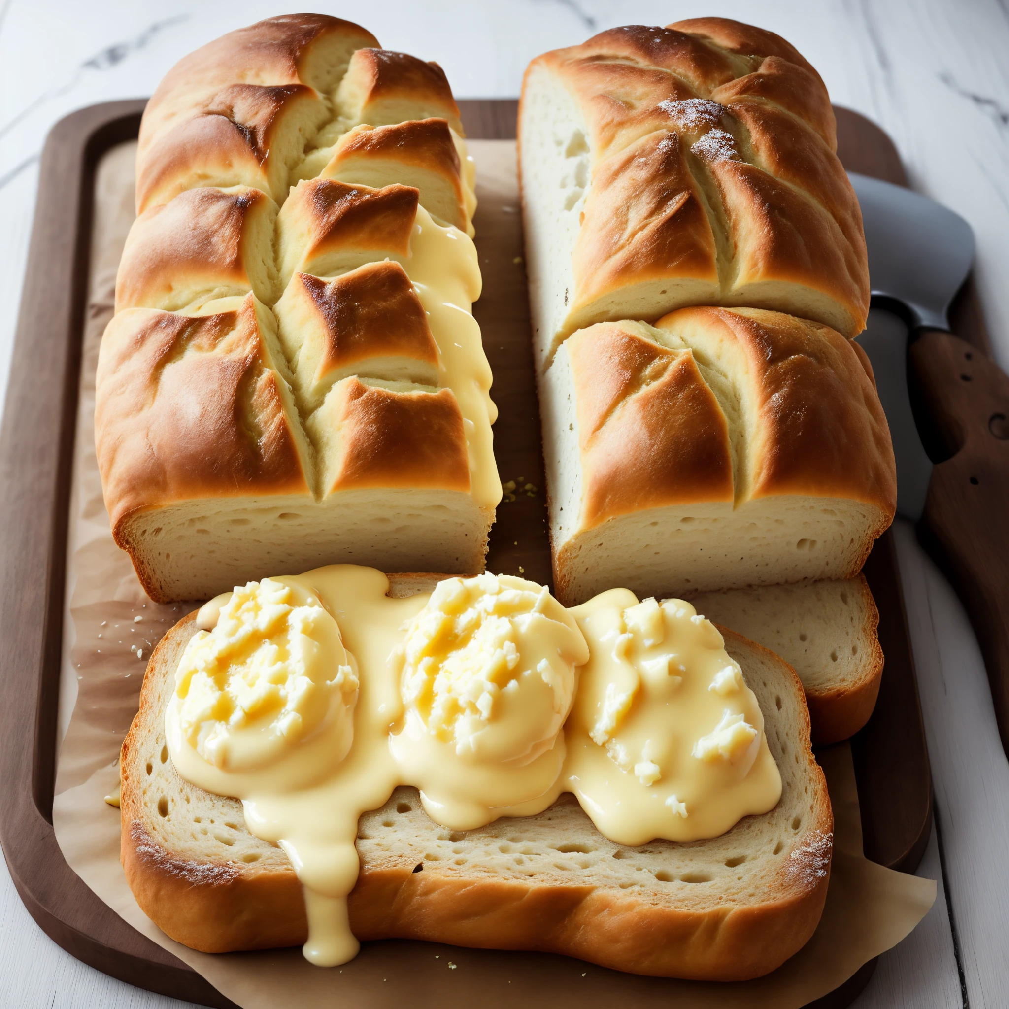 Bread with butter on it