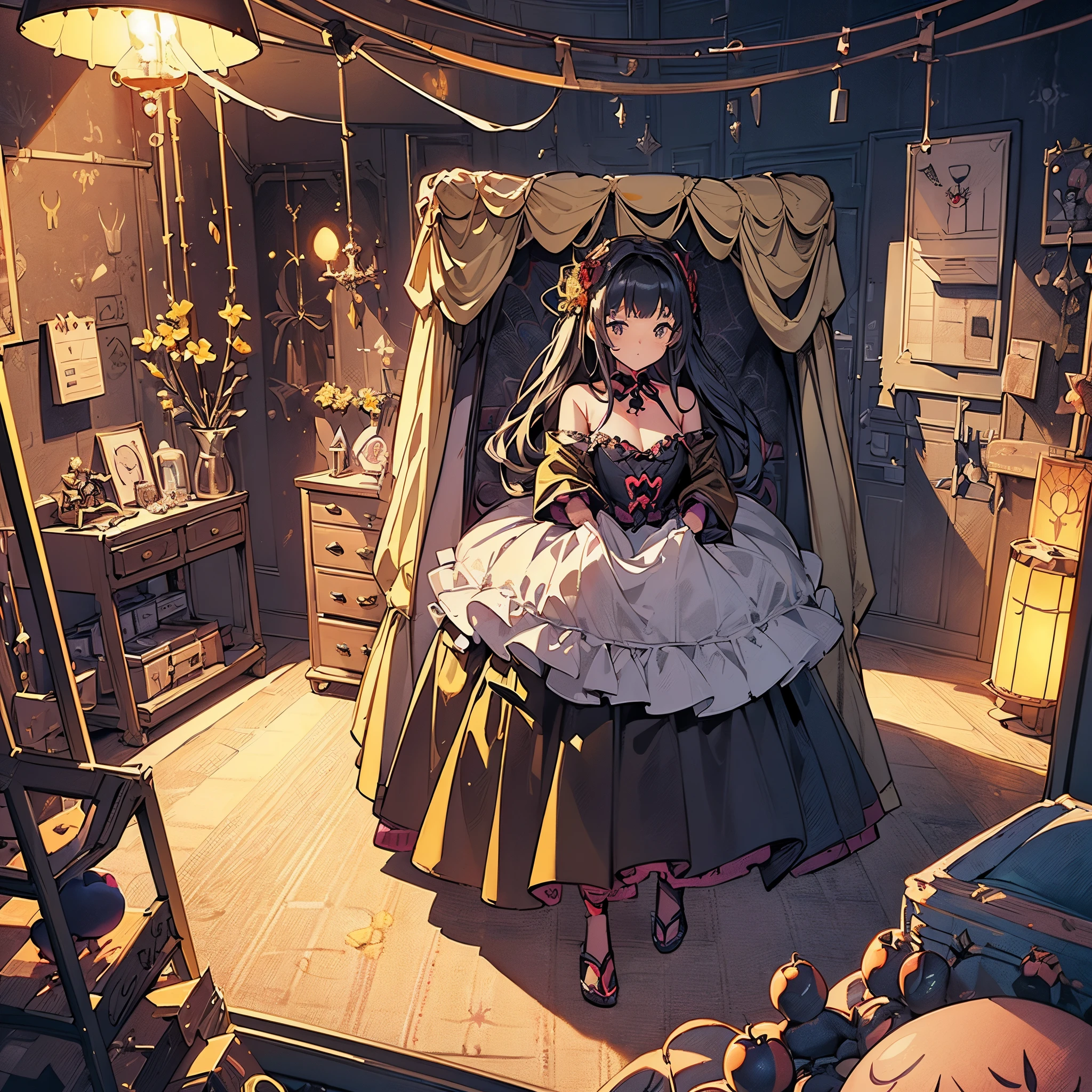 (Concept art, game event CG: 1.4),
(Floor plan illustration: 1.2), (Dollhouse: 1.5), (Spider Room, Yellow & Black, Sexy Room: 1.5), (Japanese wallpaper: 1.2),
(Cute illustration: 1.3), (Flat color: 1.2), White background,
break
no humans, landscape, curtain, window, sofa, table, plant, pillow, book, flower, chair, bed, indoor, vase, lamp, bookshelf, potted plant, sunlight,
(Spider goods: 1.5), (Plum toys: 1.2)