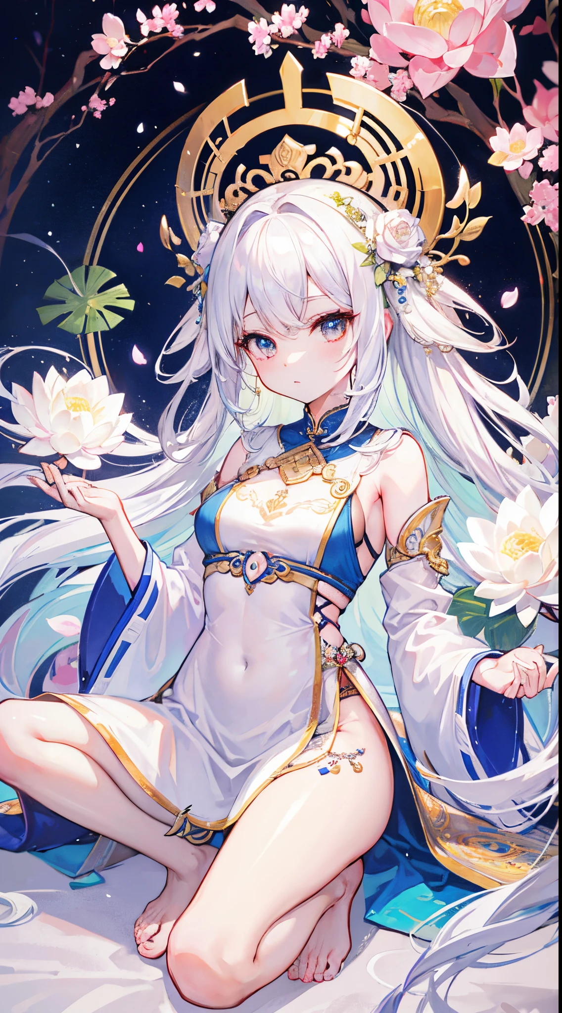 Top image quality、Indian god、White hair、perfect lotus flower girl