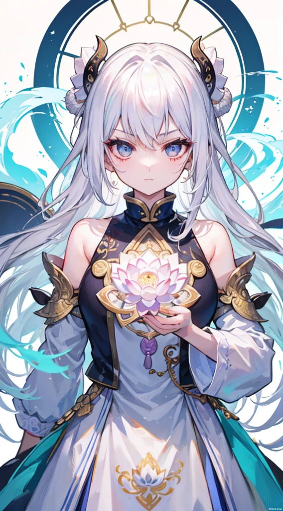 Top image quality、Indian god、White hair、perfect lotus flower girl、Intimidating