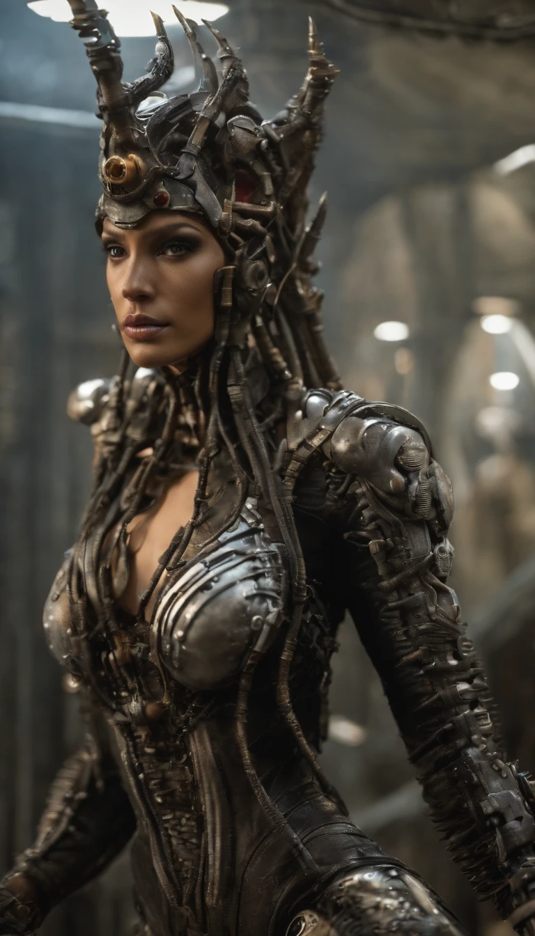 photo of (style of HR Giger) sexy Bulgarian woman, dramatic lighting, (film still), detailed highres high quality 8k high saturation,