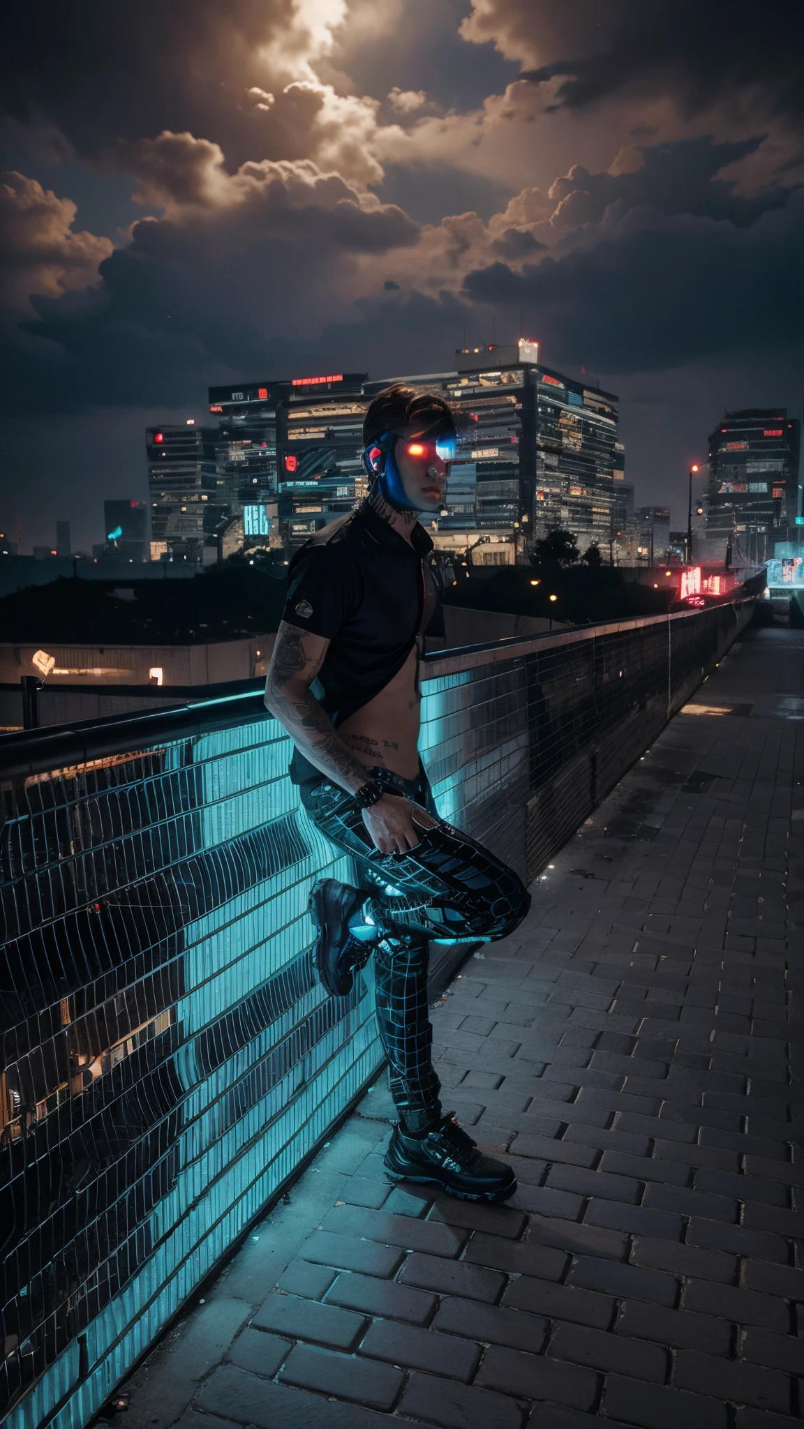 Change background cyberpunk handsome boy, realistic face, 8k, ultra realistic,