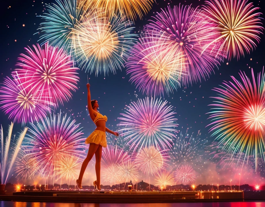 New Year's Eve,  joy, sounds, colors, beauty, moments of seduction fireworks very real image