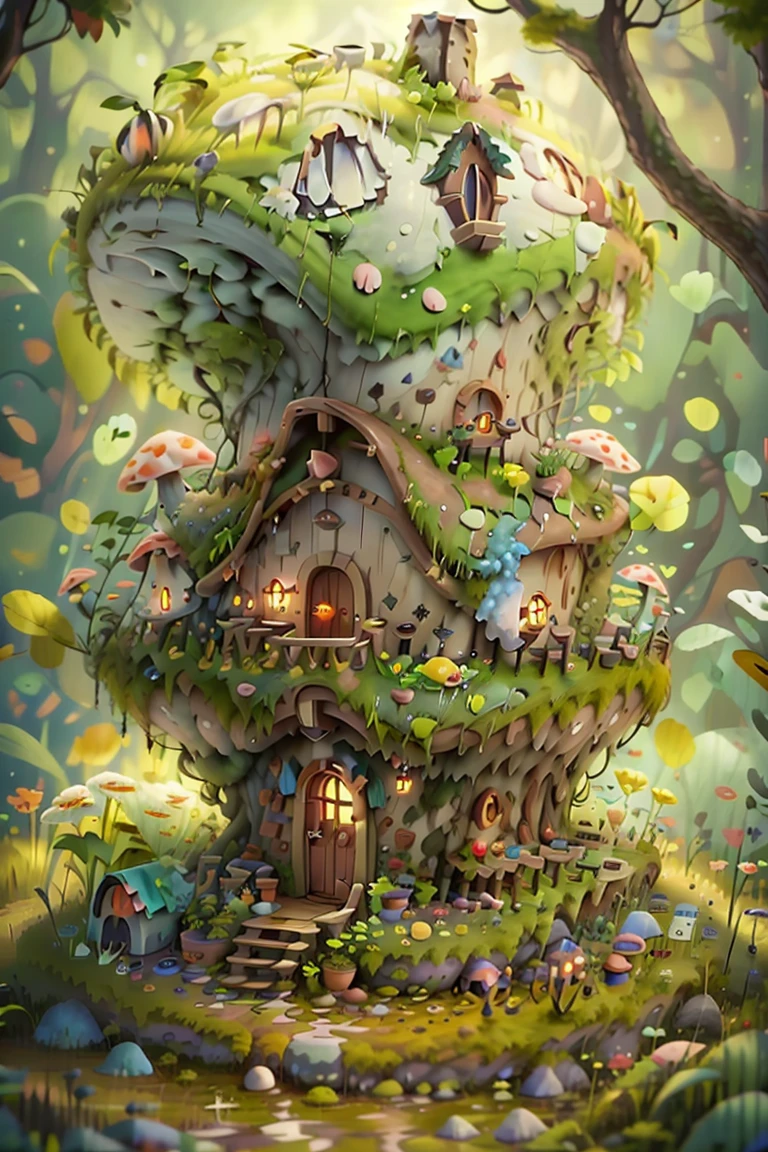 3dfz, no humans, mushroom, house, grass, window, outdoors, door, plant, bear, scenery, moss, chimney, pokemon \(creature\),
tilt-shift,best quality,masterpiece,realistic,HDR,UHD,8K,