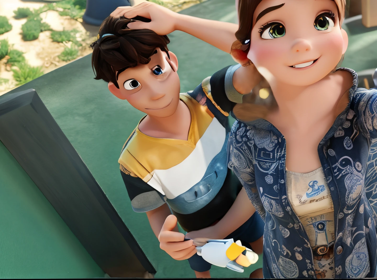 Couple cute disney pixar 3D ai art