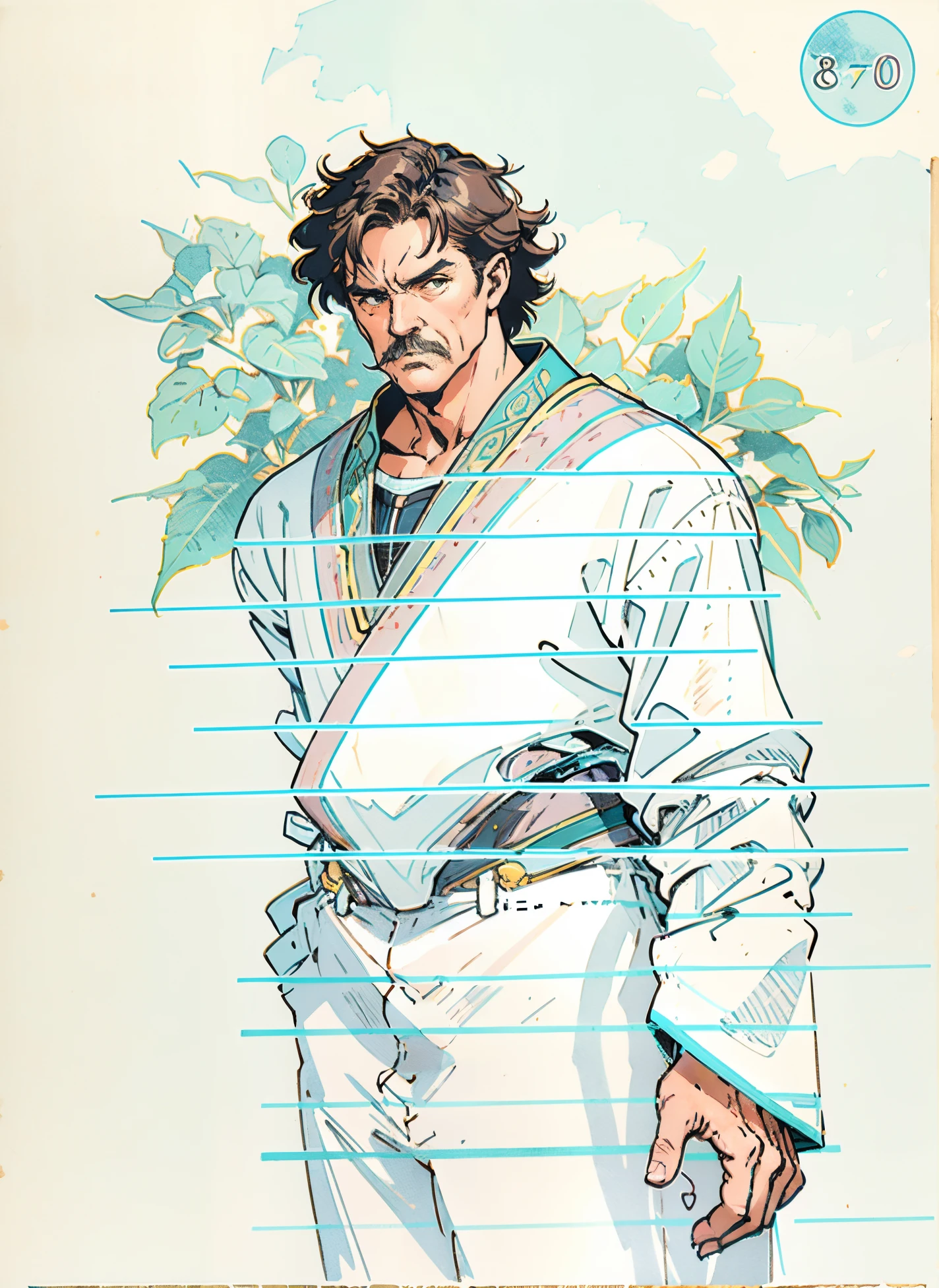 An elderly man, disheveled short hair in a brown-gray hue, approximately 60 years old, a bewildered gaze, quirky expression, wide-open mouth, a small mustache on his chin, a simple brown-yellow traditional Chinese clothing, coarse fabric trousers, the background consists of various artistic-style color blocks interwoven together, this character embodies a finely crafted whimsical fantasy-style in anime style, exquisite and mature manga art style, high definition, best quality, highres, ultra-detailed, ultra-fine painting, extremely delicate, professional, anatomically correct, symmetrical face, extremely detailed eyes and face, high quality eyes, creativity, RAW photo, UHD, 8k, Natural light, cinematic lighting, masterpiece-anatomy-perfect, masterpiece:1.5