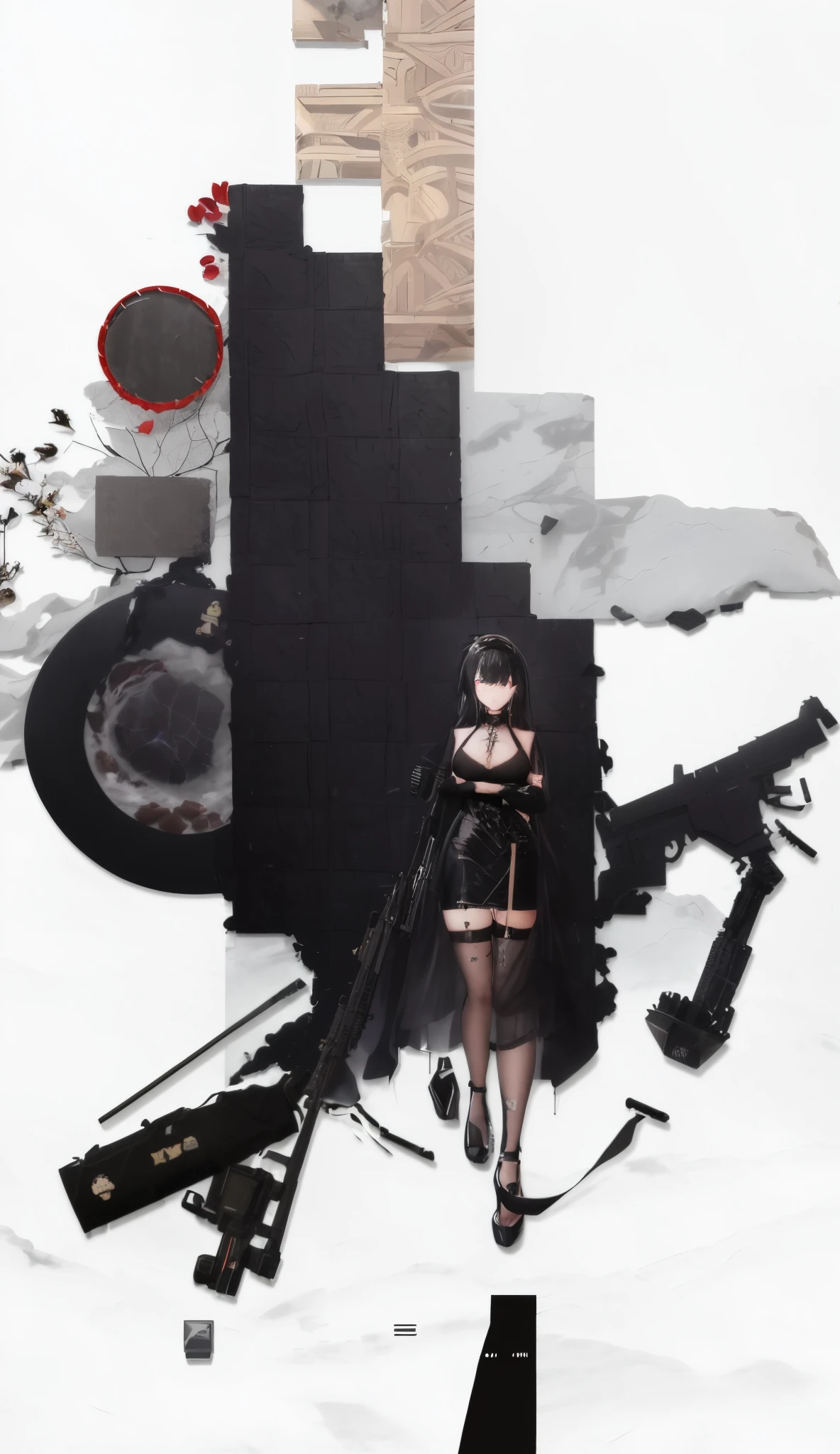 a woman in a black dress holding a gun and a rifle, fine details. girls frontline, from girls frontline, girls frontline style, m4 sopmod ii girls frontline, azur lane style, girls frontline cg, girls frontline universe, from the azur lane videogame, girls frontline, cushart krenz key art feminine, from arknights