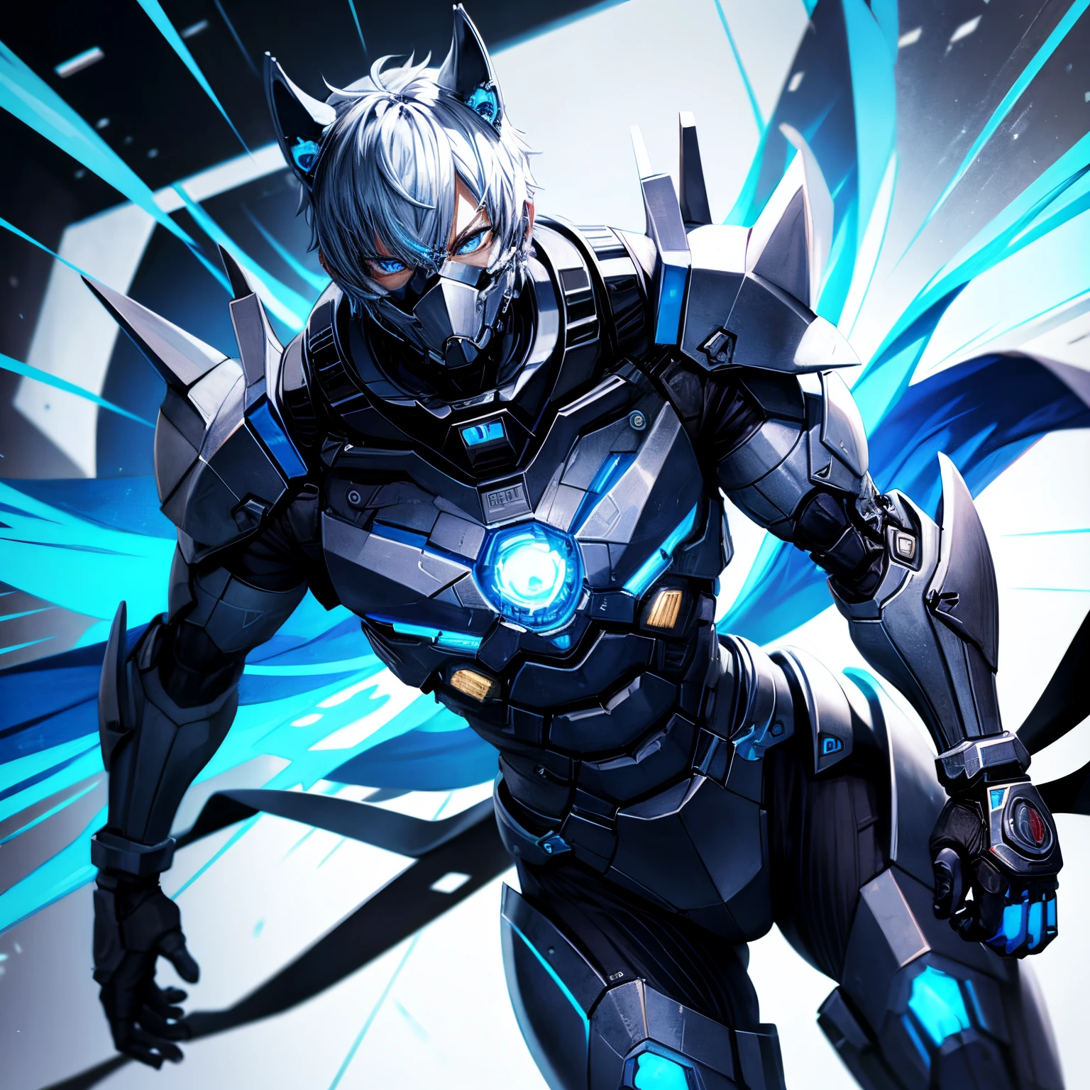 Blue cyborg wolf