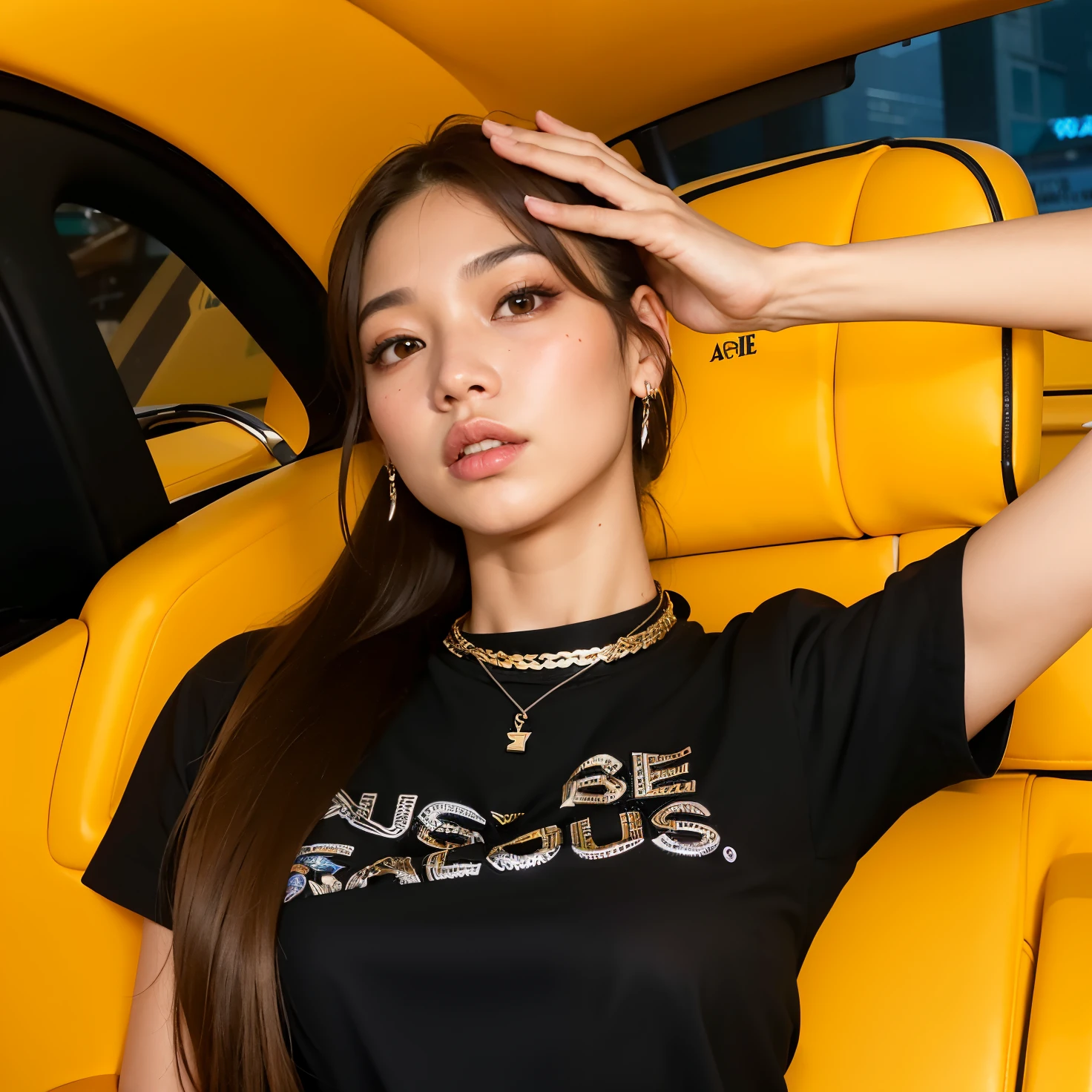 mujer araffe con una camisa negra sentada en un auto amarillo, Blackpink Jennie, Jossi de Blackpink, Retrato de Jossi de Blackpink, Lalisa Manoban de Blackpink, Parque Roseanne de Blackpink, Jisoo de Blackpink, Lalisa Manobal, Jisoo de Blackpink, Sun Yunjoo, Retrato Jisoo Blackpink, Heonhwa Choe, Parque Ji-min