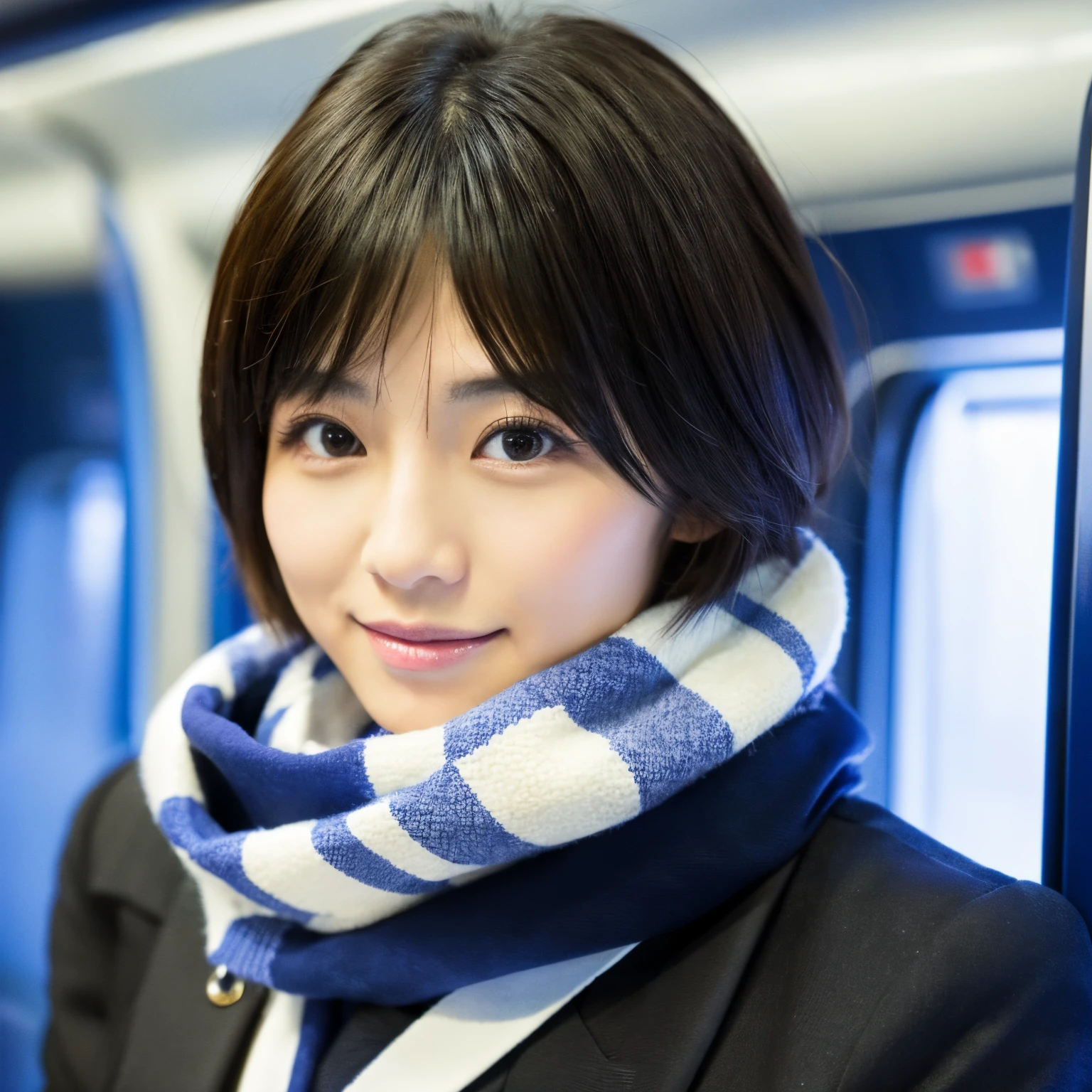 cabin attendant、japanes、Too beautiful woman、scarf、high-level image quality、short cut hair