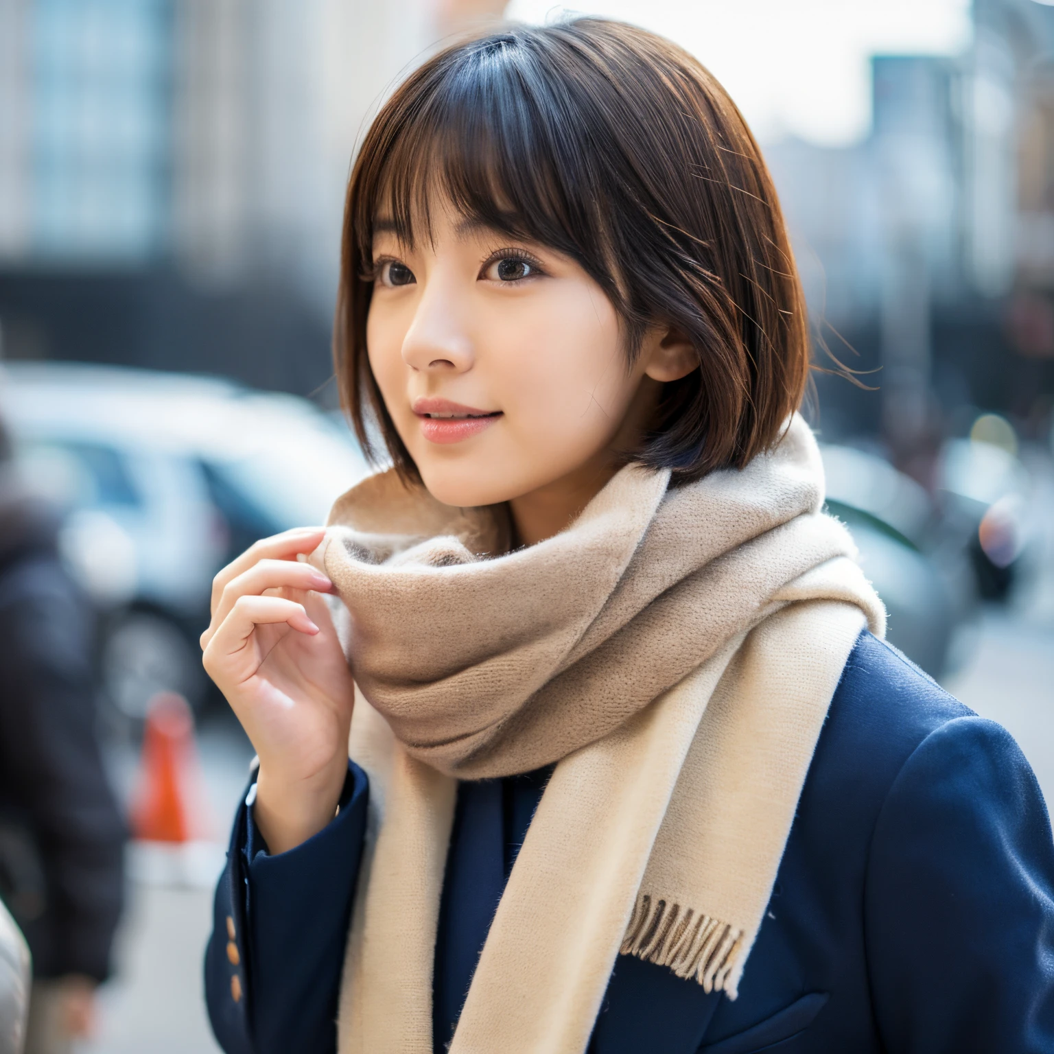 stewardess、japanes、Too beautiful woman、scarf、high-level image quality、short cut hair