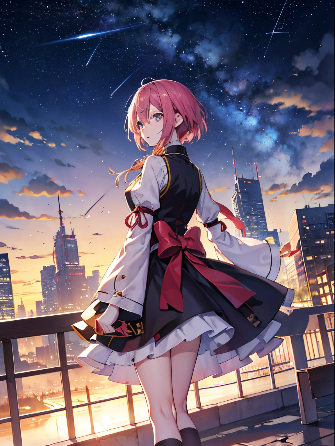 (masutepiece)(high-detail)Machine City、near future、with no people、fantastic landscape、The dim、dark sky、There are no shooting stars