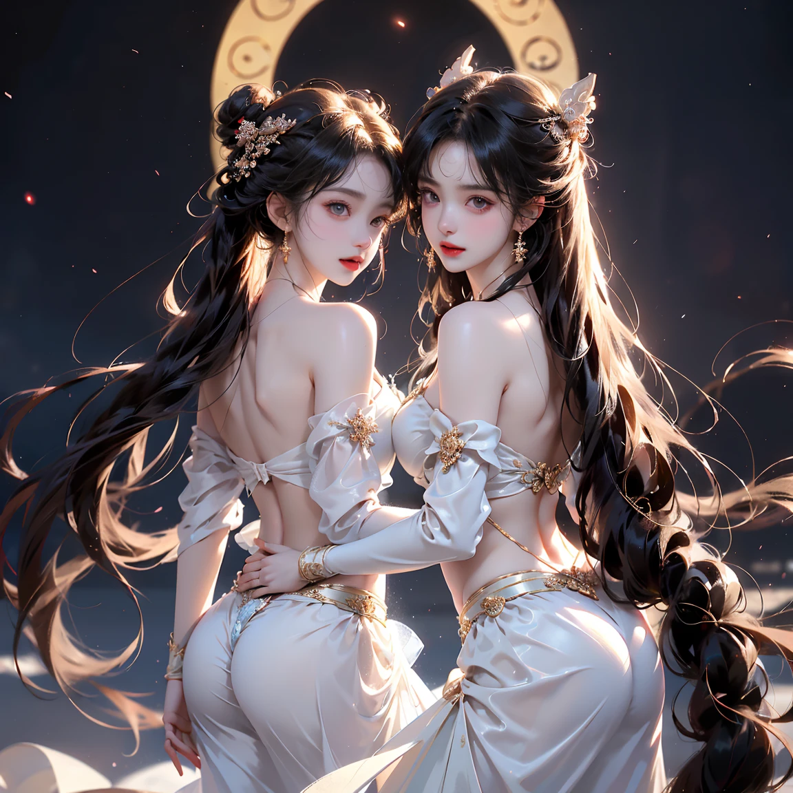 photorealistic, high resolution, soft lights, 1women, solo, hips up, look at viewer, (detailed face), red eyes, white hair, long hair, detailed eyes, ch'en \(arknights\), red eyes, solo, chinese dress, red cheongsam, realistic, makeup, back view,
,ชุดรัดรูป, camel toe, โชว์กางเกงใน , โชว์หน้าอก, หัวนม, กางขา,