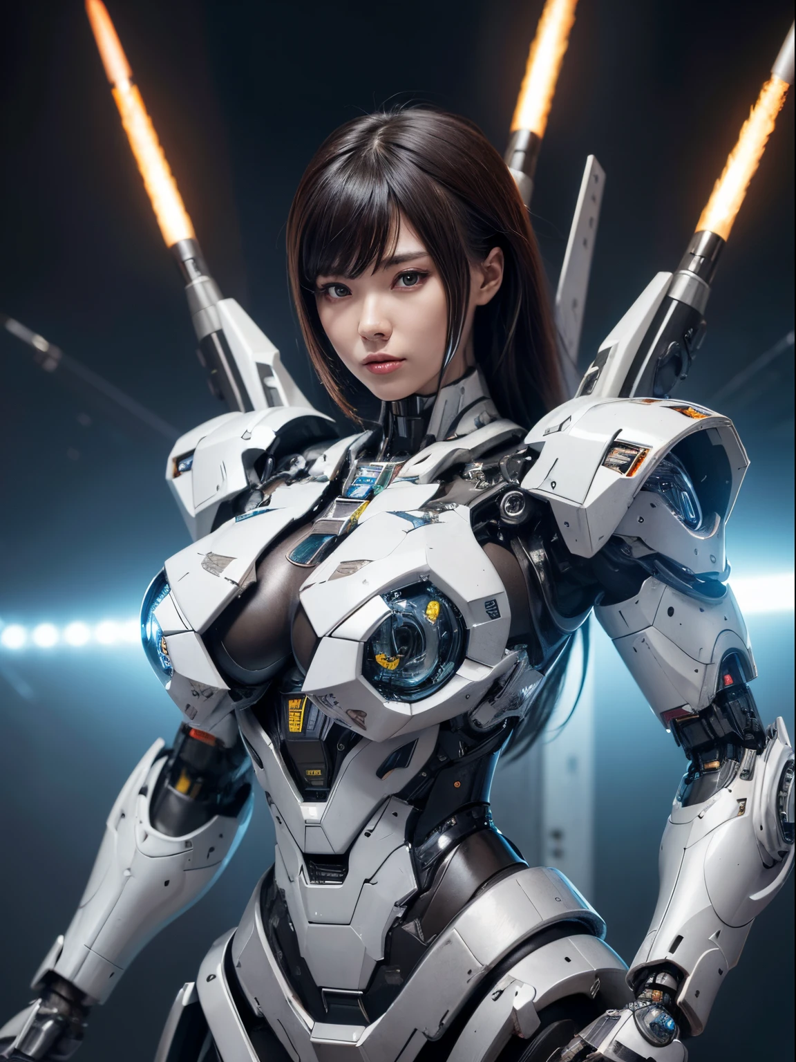 (Best Quality, 8k, 32k, Masterpiece, UHD:1.3), (Photo of Attractive Japanese Woman), 1 Girl, ((Big Boobs:1.4)), (long wavy hair), Abs, Perfect Body, Ultra Detailed Face, Detailed Lips, Fine Eyes, double eyelids, pajamas, on the bed, (seductive), ((aroused:1.5)), ((areolae slip)), ((in heat)), ((milf)) sexy girl, busty, beautiful asian girl, gorgeous chinese model, jaw-dropping beauty, girl in mecha cyber armor, ferra white mecha, female mecha, mechanized valkyrie girl, beutiful white girl cyborg, armor girl, clothed in sci-fi military armor, scifi woman, in white futuristic armor, gorgeous female paladin, mechanized soldier girl