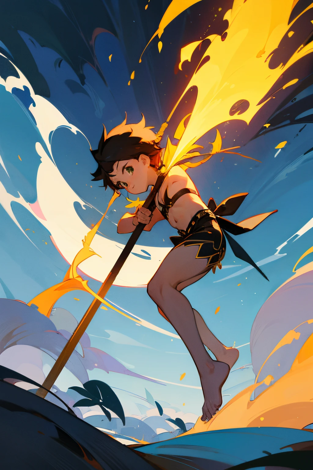 jump honey nudist、Torn clothes are scattered around、Unstable buoyancy sandstorm、amazing dynamism、great angle、