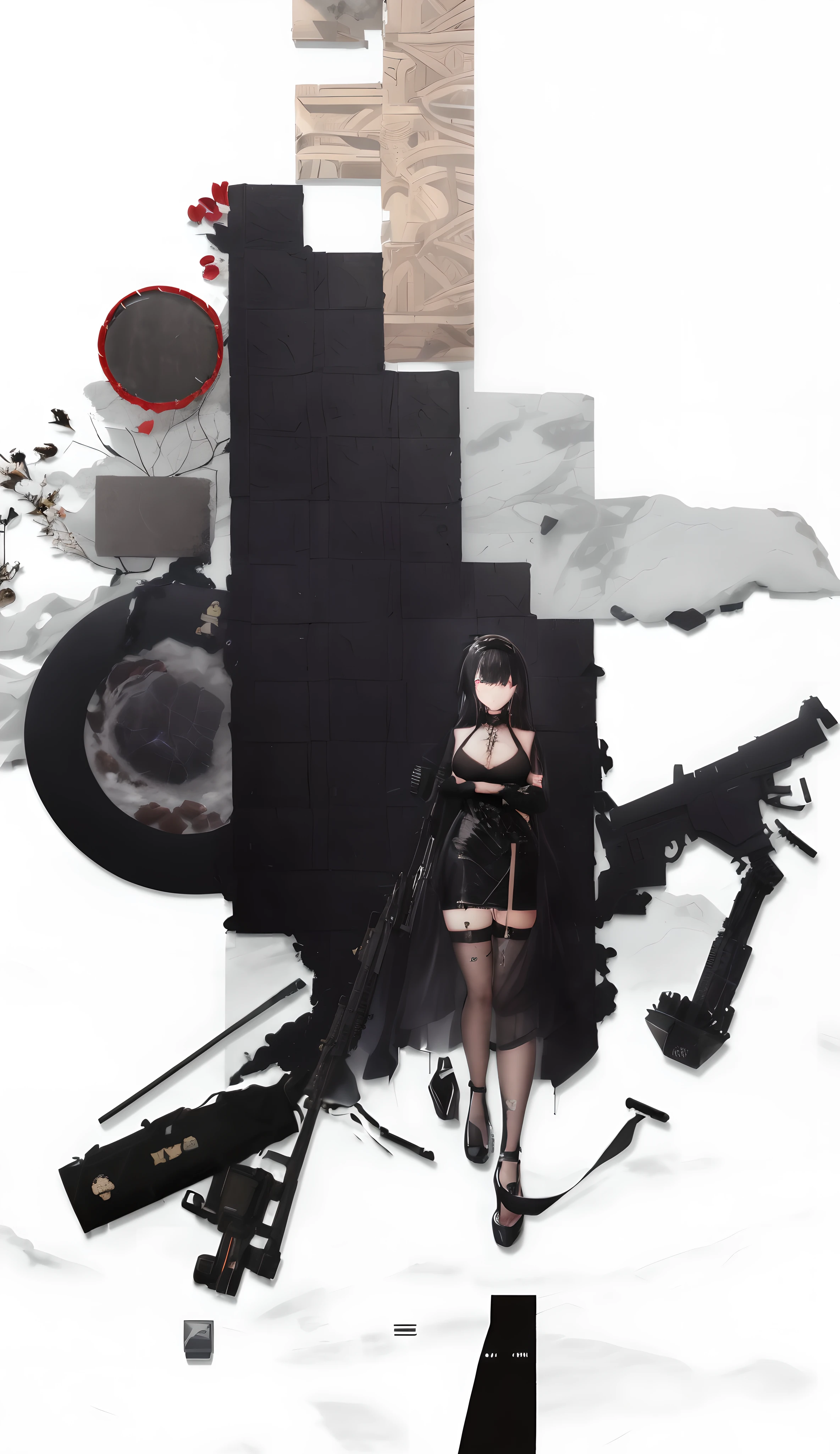 a woman in a black dress holding a gun and a rifle, fine details. girls frontline, from girls frontline, girls frontline style, m4 sopmod ii girls frontline, azur lane style, girls frontline cg, girls frontline universe, from the azur lane videogame, girls frontline, cushart krenz key art feminine, from arknights