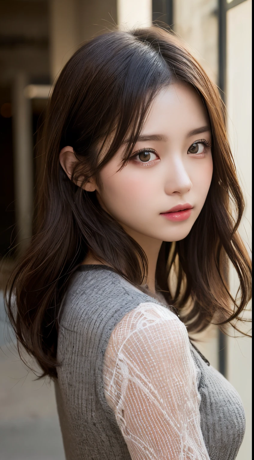 one Japanese  model , hair model, Unique hair details, cowboy fashion, Near future , double eyelid, plump lips, professional makeup