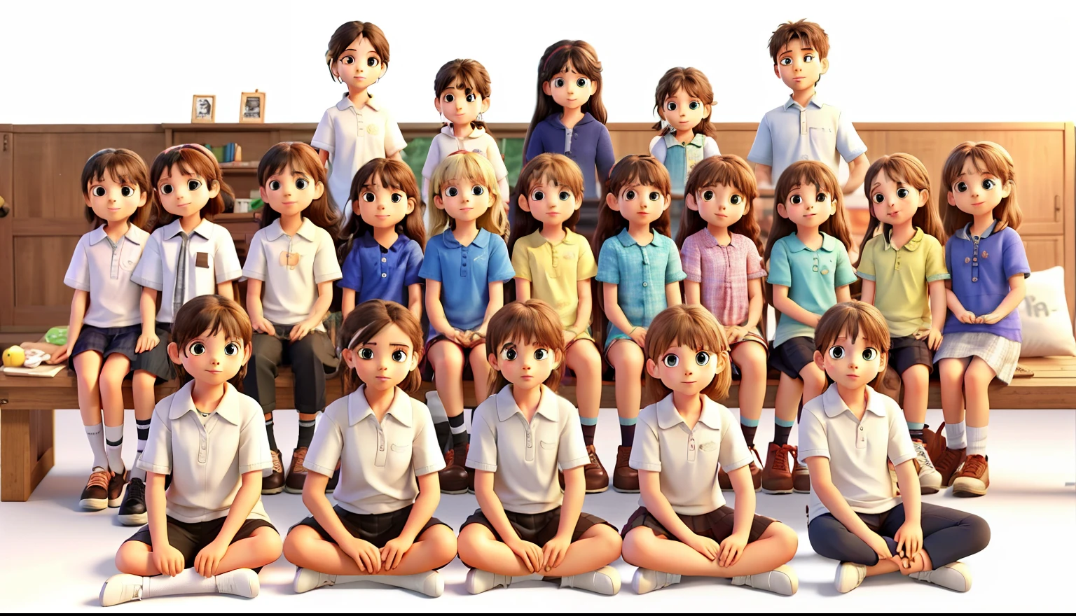 Swap the sixth for a girl. Do not change the rest of the image