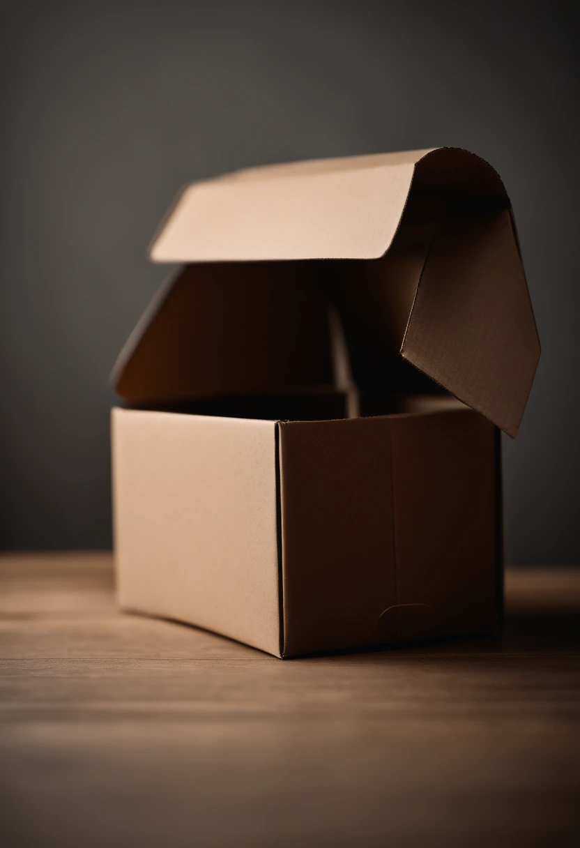 A high-resolution image of a cardboard box with neatly folded flaps, showcasing its sturdy construction and clean, unprinted surface, creating a visually minimalist and versatile image.