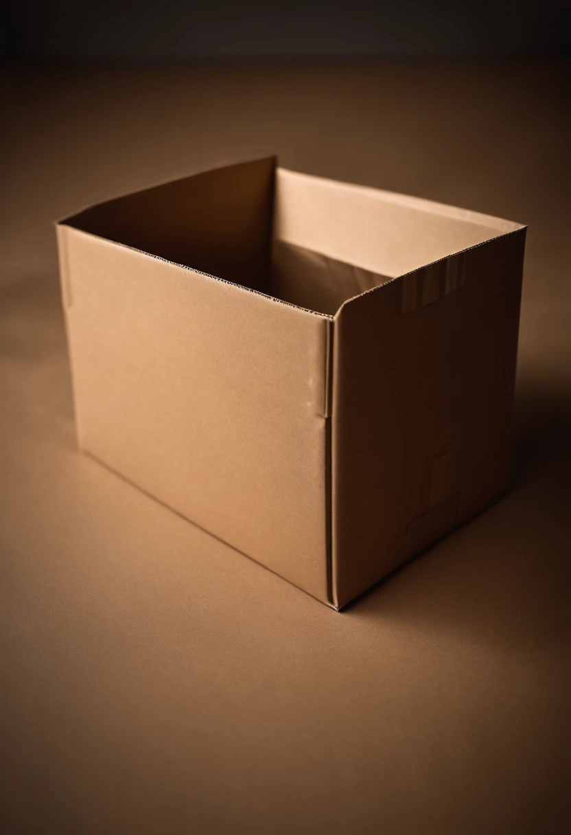 A high-resolution image of a cardboard box with neatly folded flaps, showcasing its sturdy construction and clean, unprinted surface, creating a visually minimalist and versatile image.