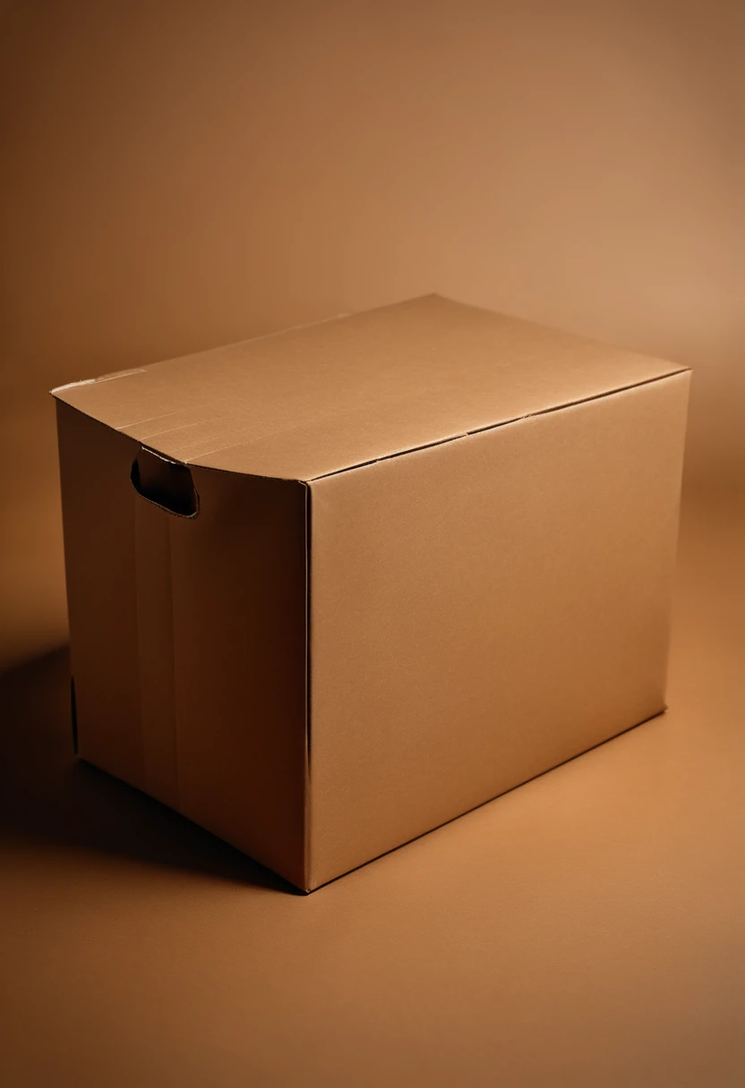 A high-resolution image of a cardboard box with neatly folded flaps, showcasing its sturdy construction and clean, unprinted surface, creating a visually minimalist and versatile image.