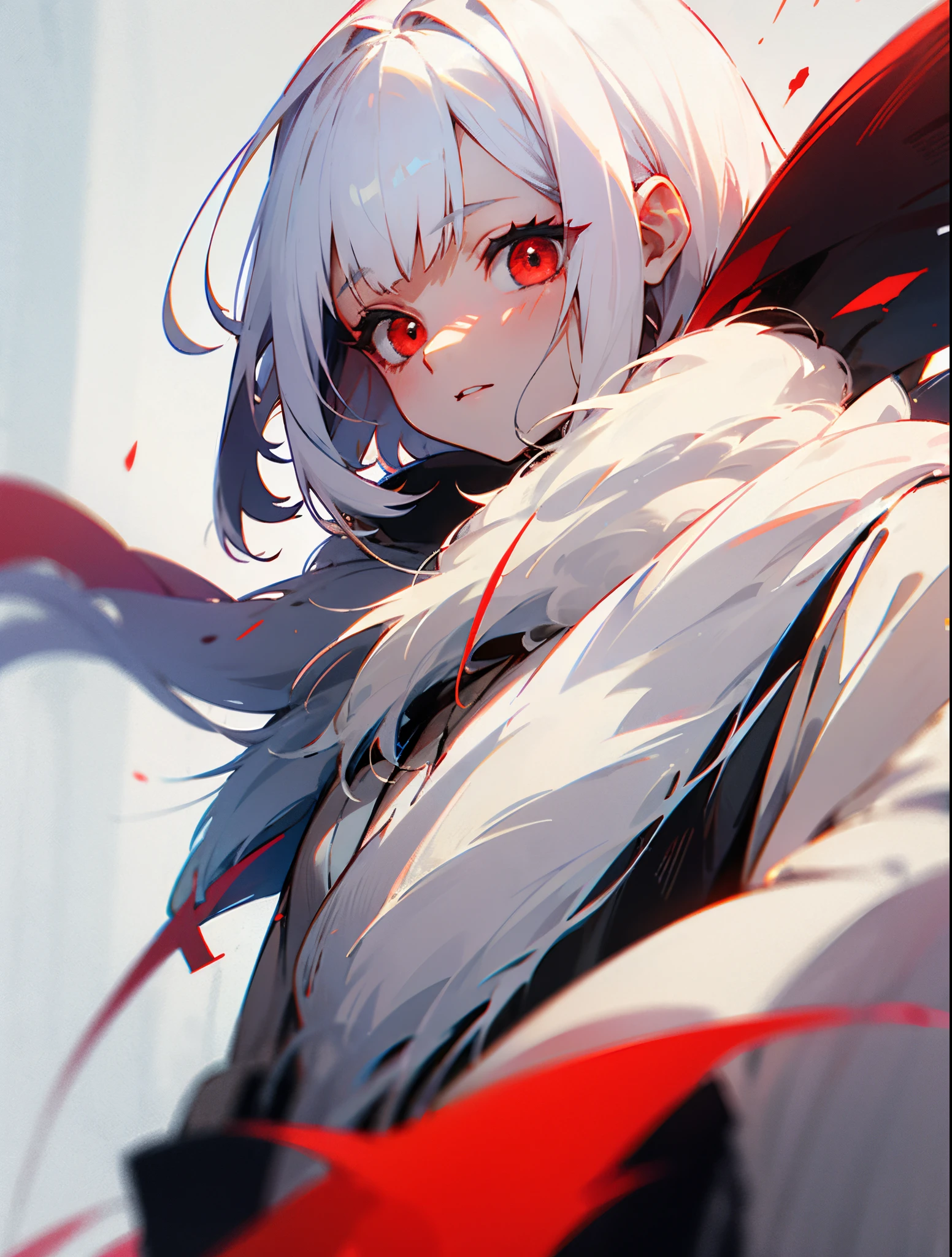 White hair bob red eyes cute cool