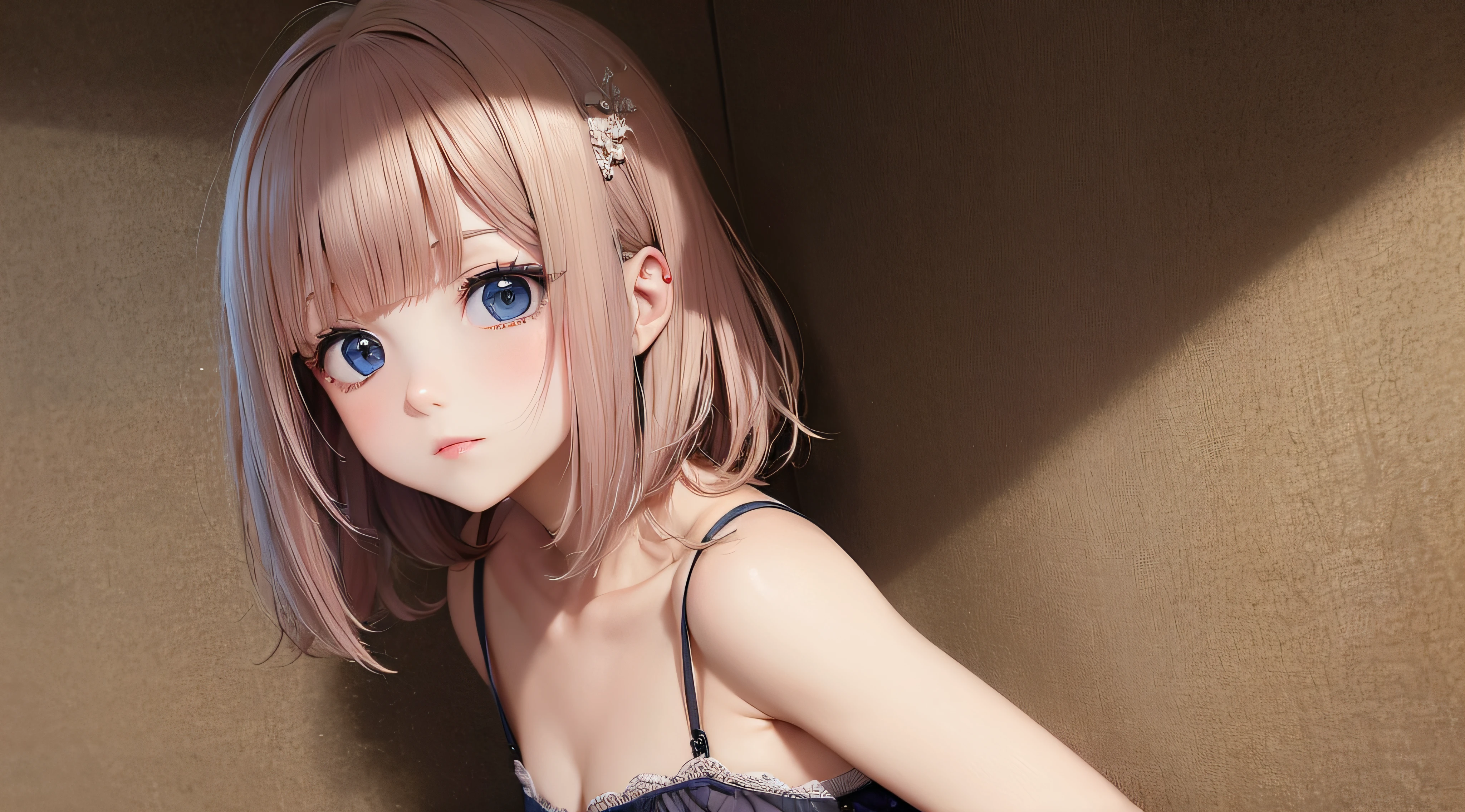 (obra prima) (perfection) (ultrarrealista) (sem defeitos) menina de anime assustada, primeira vez, envergonhada, segurando preservativo