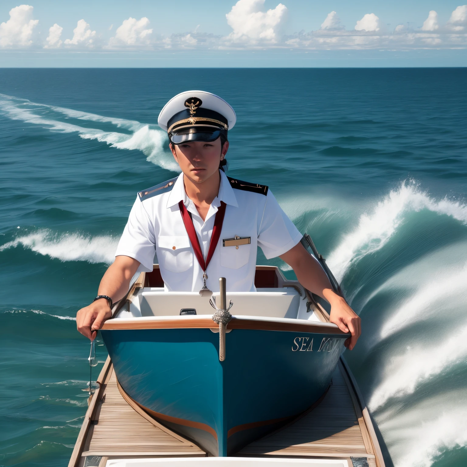 Boat captain an sea