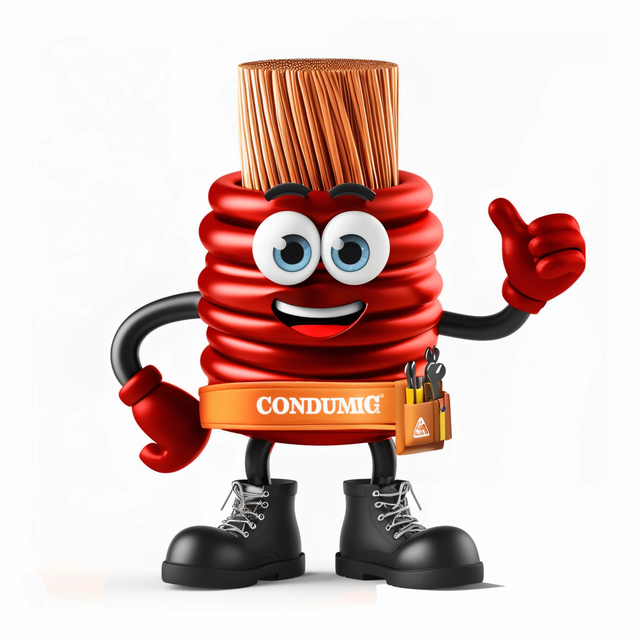 um close up de um personagem de desenho animado segurando um sinal, promotional render, foto oficial do produto, advertising photo, corduroy, rubber hose animation, foto do produto, Ad image, Described as a 3D rendering, cgi render, c 4 d ", CGI premiado, Vermelho redondo M & m figura, CG rendering, Cabelo vermelho de Ronald McDonald, isolado no fundo branco