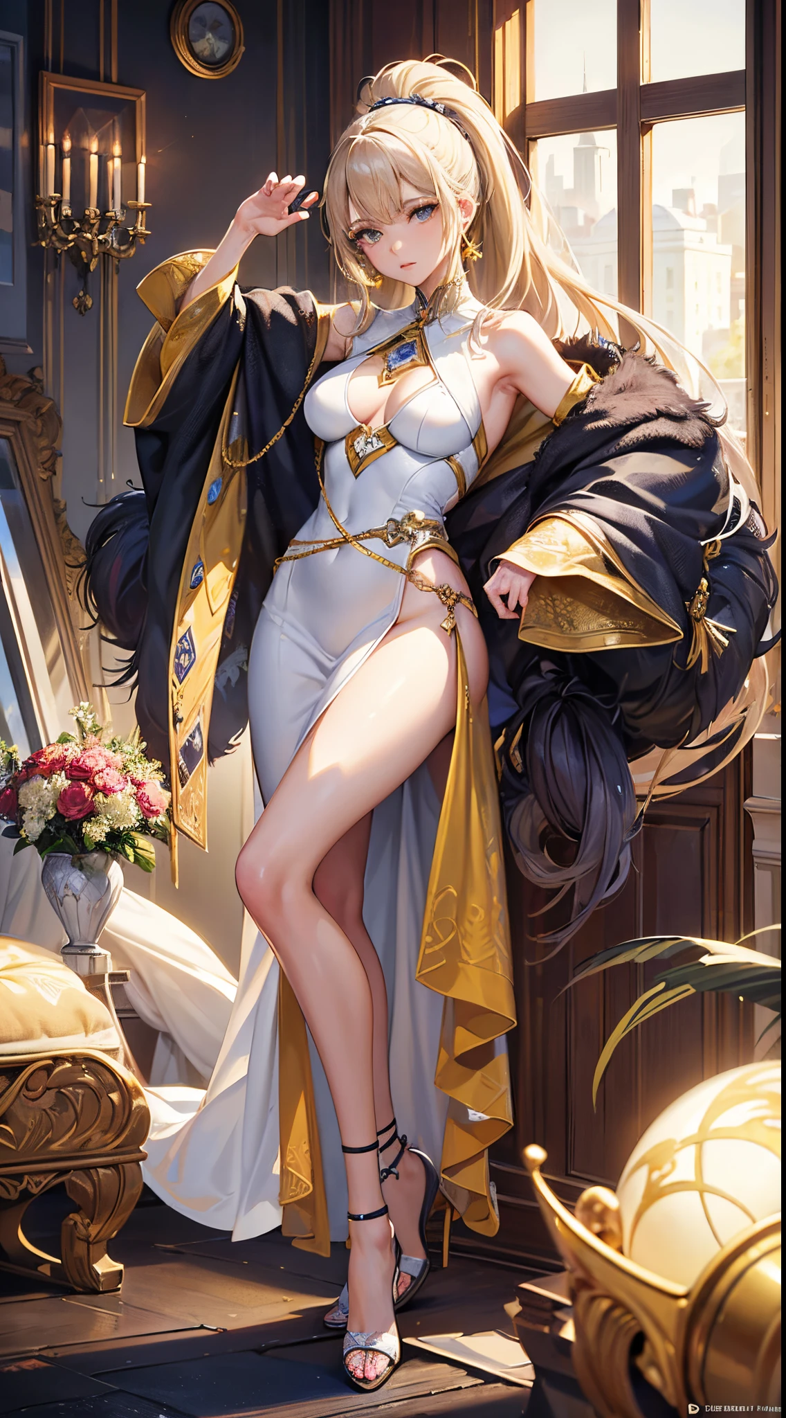 ((Finest quality)),(超A high resolution),(ultra-detailliert),(Meticulous portrayal),((Best Anime)),(Finest works of art),Ultra-Precision Art,The art of astounding depiction,Overwhelming descriptive power:1.5, ((Female Fashion Model:1.5)),Sweaters,long court,beautiful proportion,put your hair up:1.5, Tree Dead:1.5,